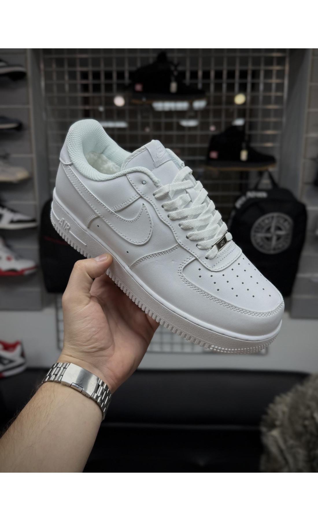 Чоловічі кросівки  Зимові кросівки nike air force білі, топ якість (low) (50-2)