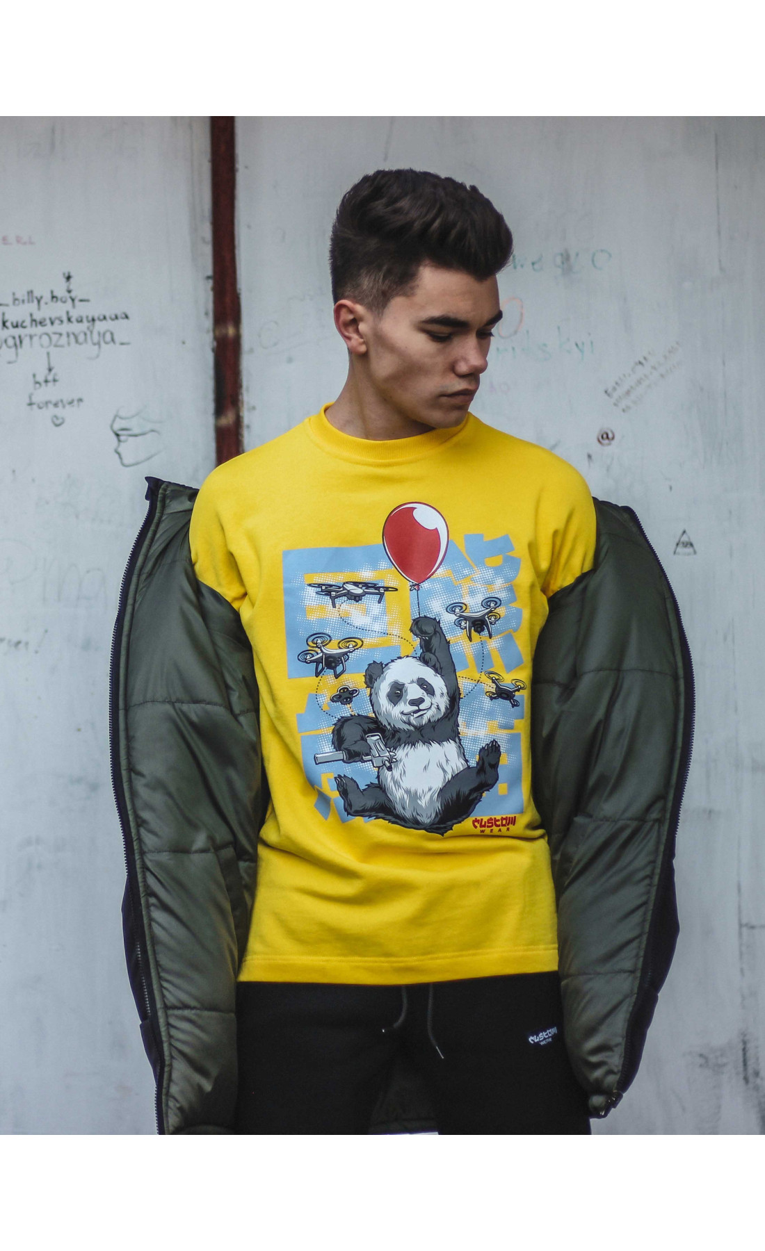 Світшот без начосу Custom Wear Criminal Panda жовтий