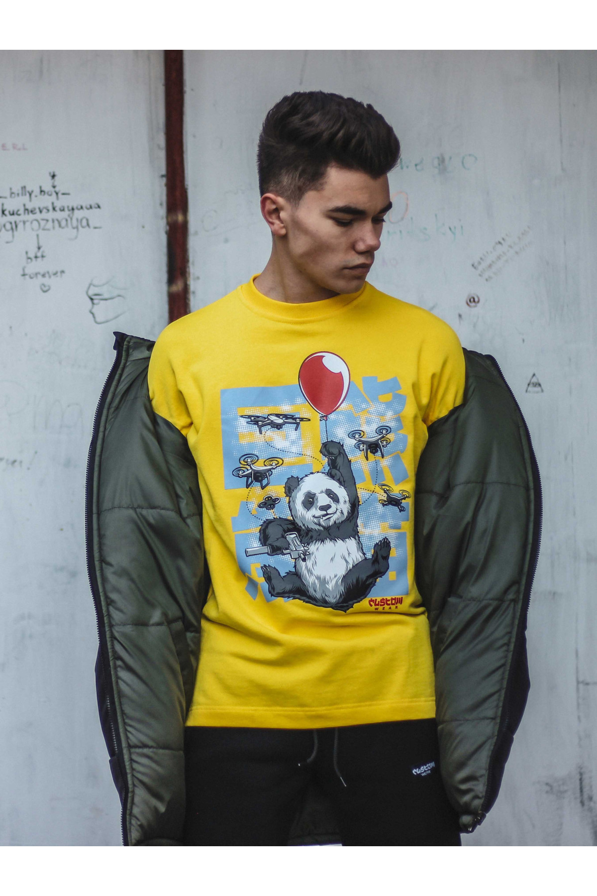 Світшот без начосу Custom Wear Criminal Panda жовтий