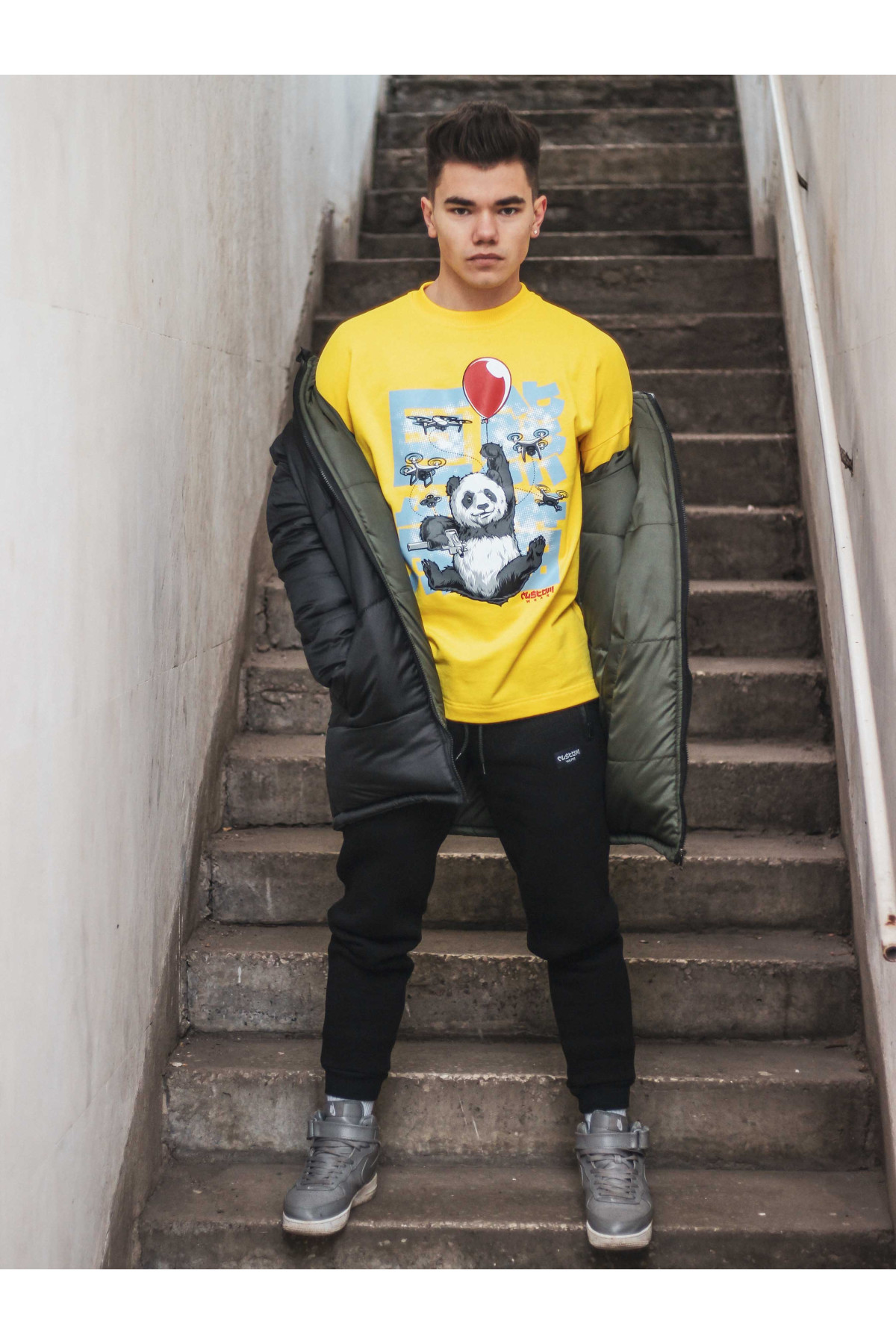 Світшот без начосу Custom Wear Criminal Panda жовтий