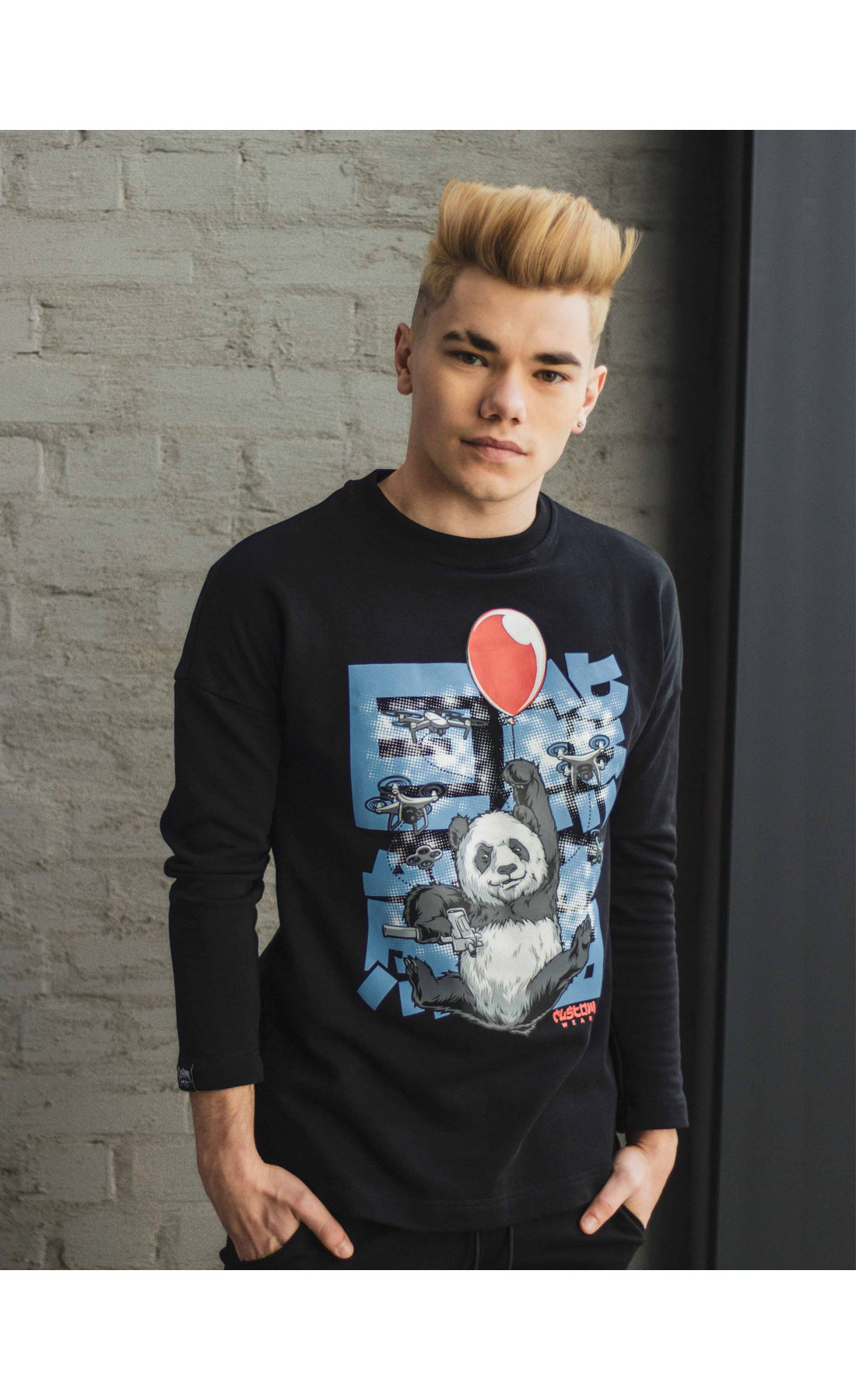 Світшот без начосу Custom Wear Criminal Panda чорний