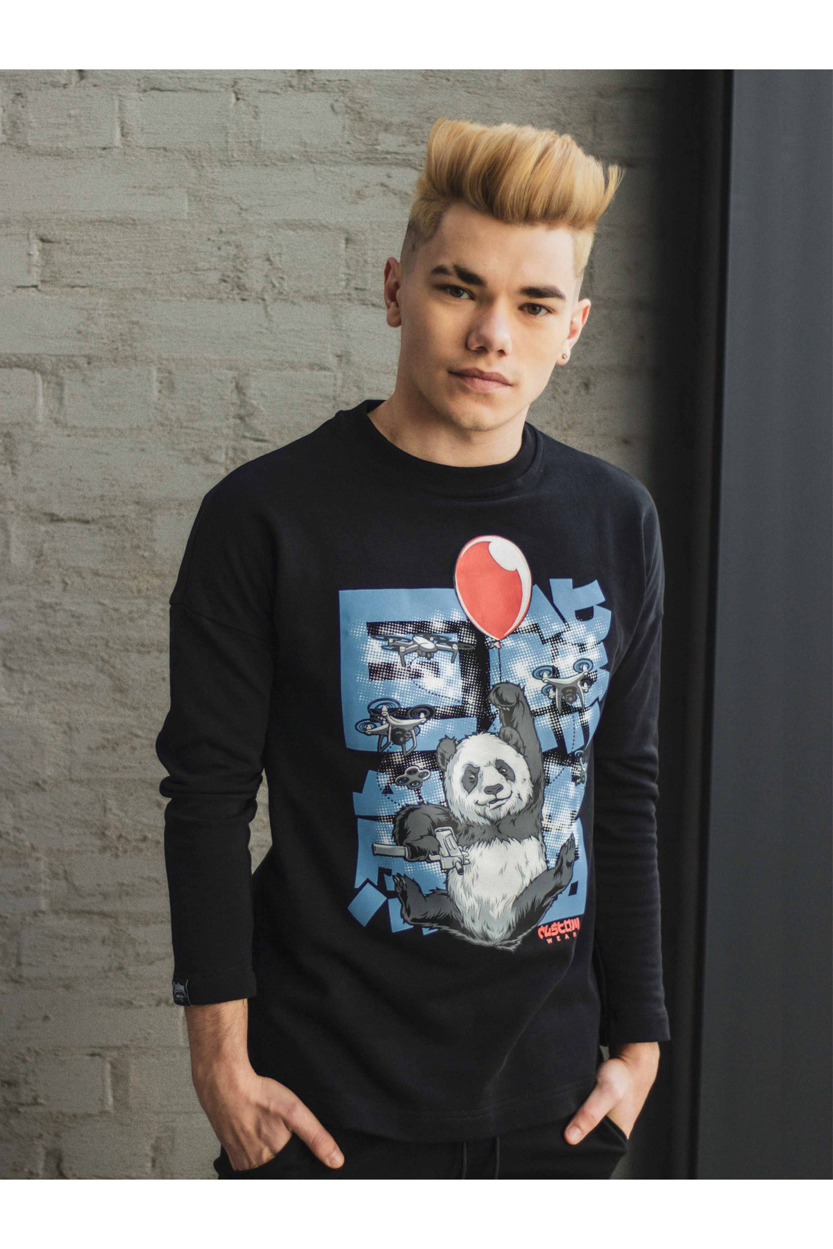 Світшот без начосу Custom Wear Criminal Panda чорний