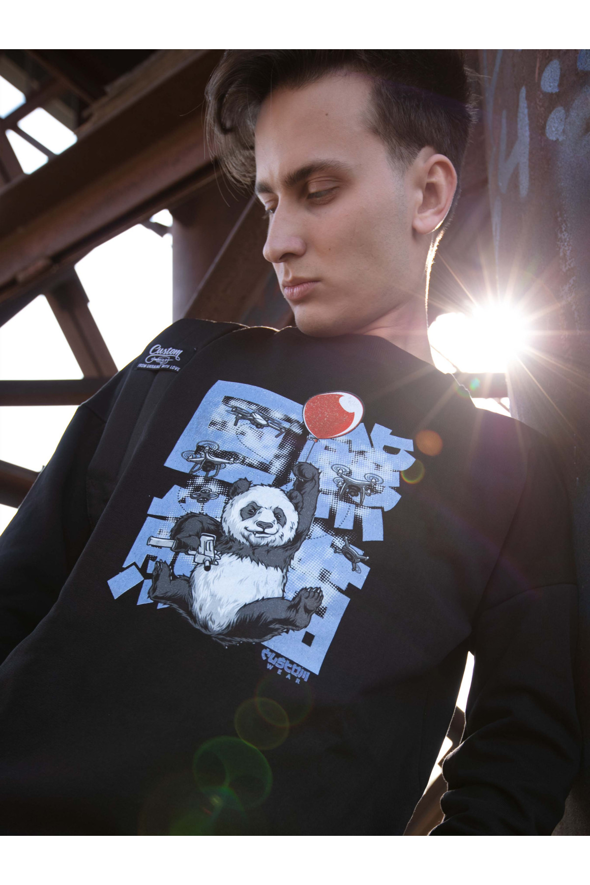 Світшот без начосу Custom Wear Criminal Panda чорний