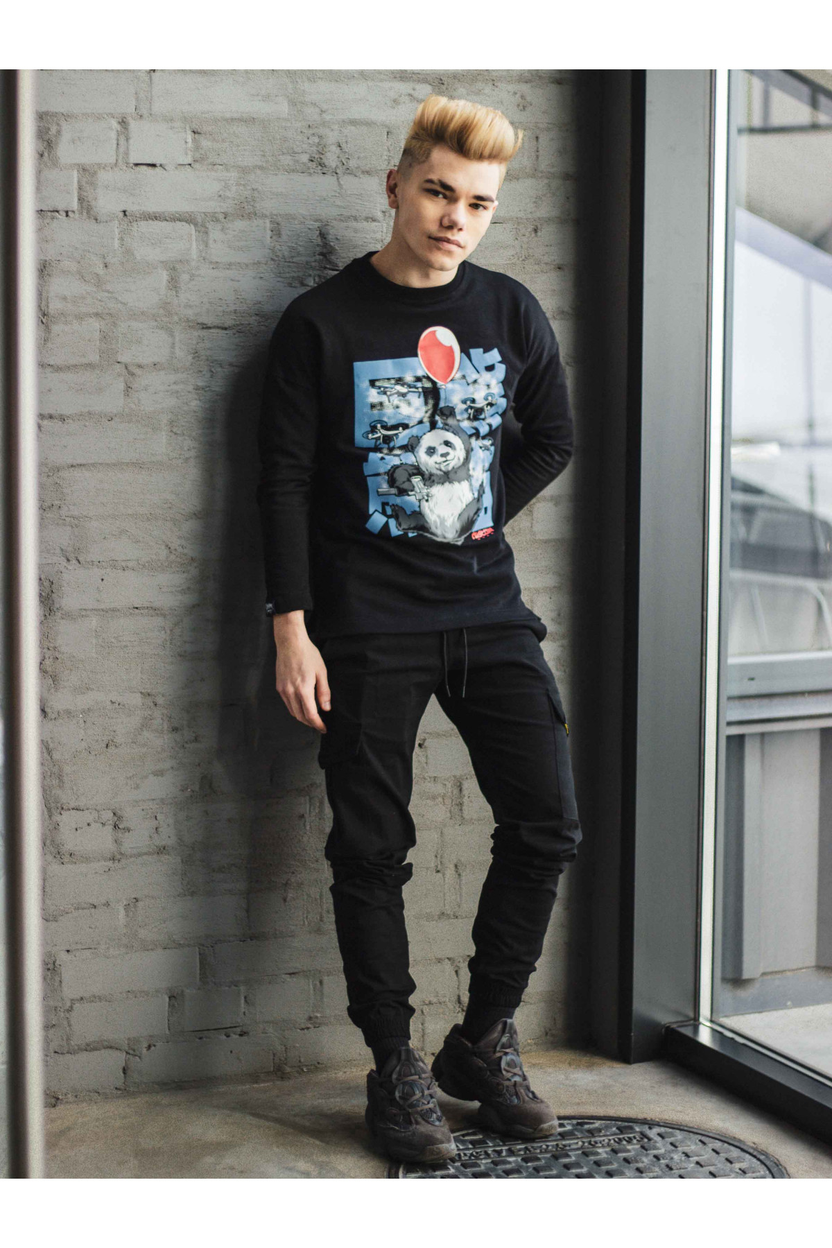 Світшот без начосу Custom Wear Criminal Panda чорний