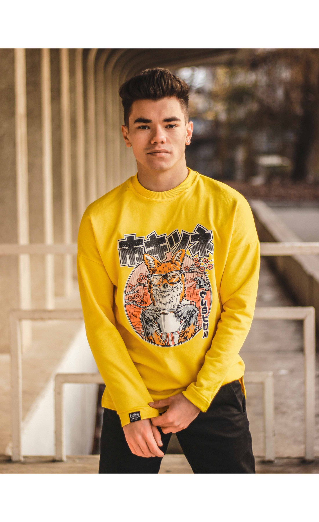 Світшот без начосу Custom Wear Kitsune жовтий