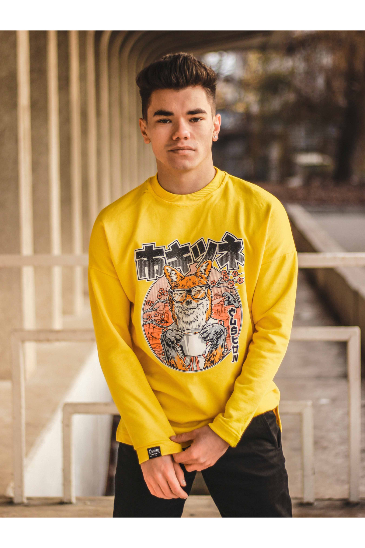 Світшот без начосу Custom Wear Kitsune жовтий