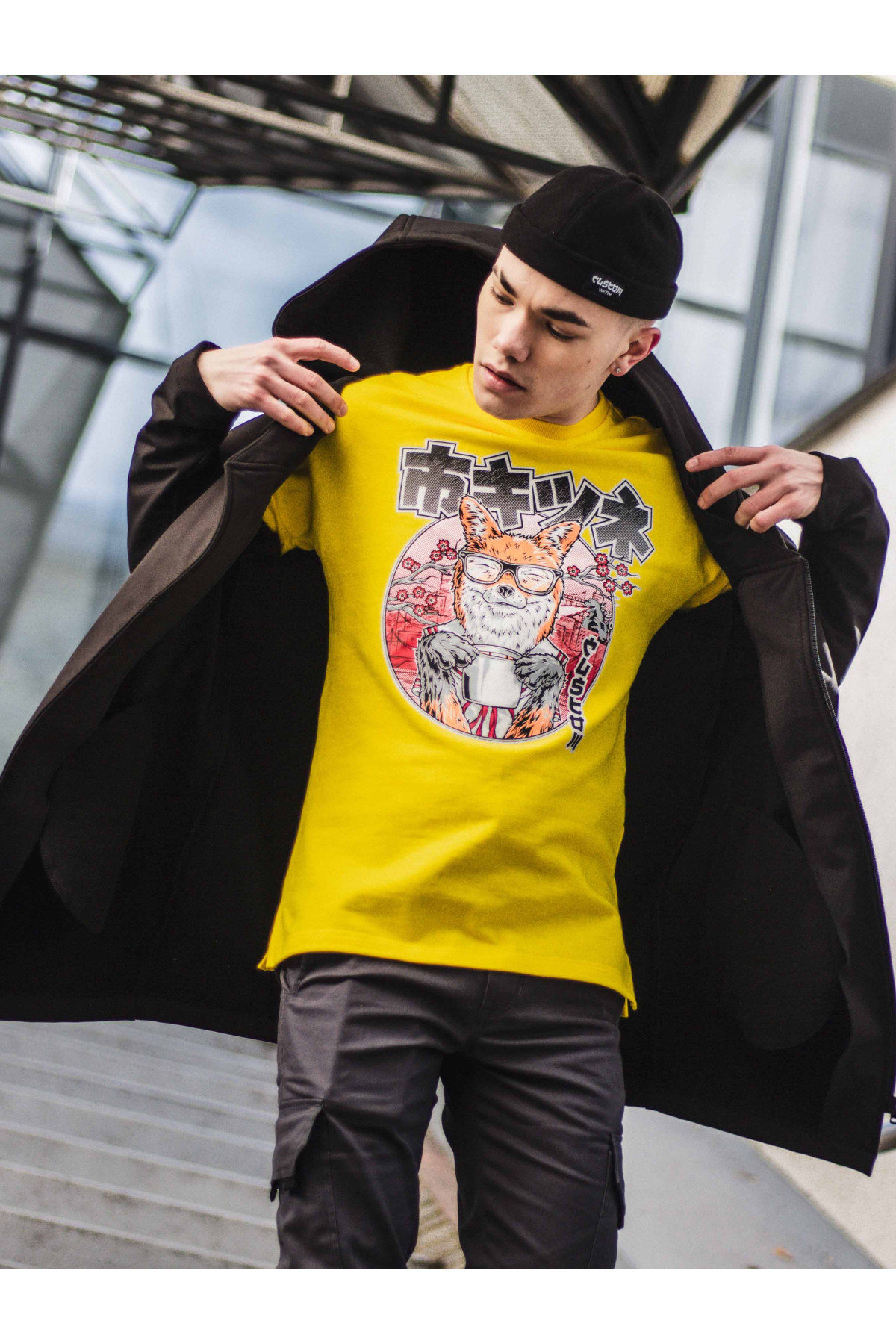 Світшот без начосу Custom Wear Kitsune жовтий