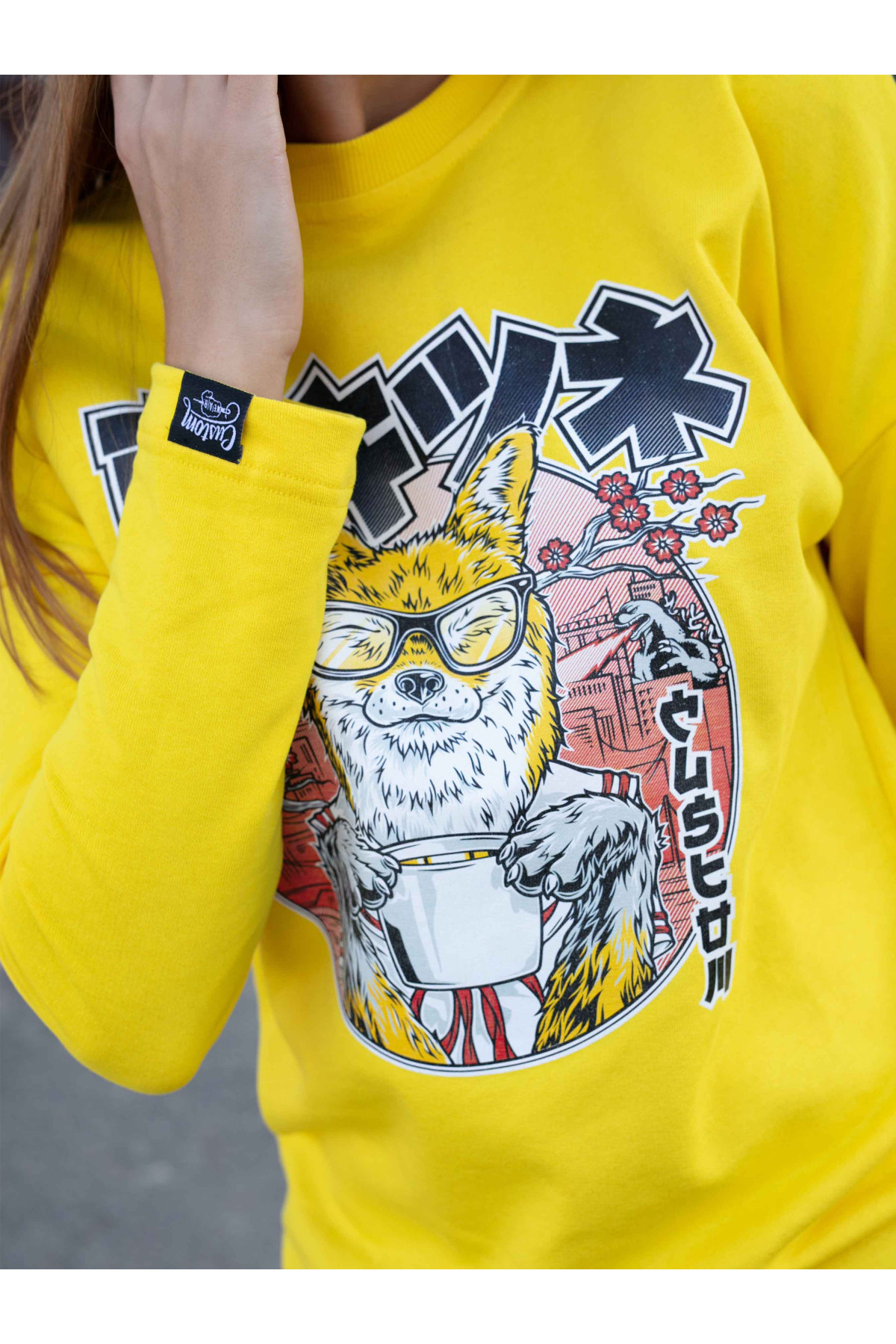 Світшот без начосу Custom Wear Kitsune жовтий