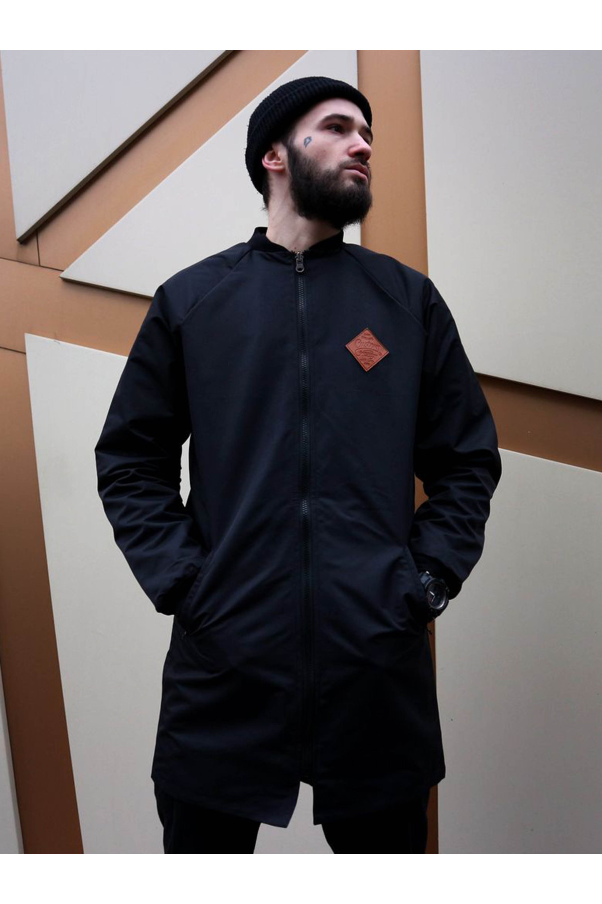 Вітрівка-бомбер Custom Wear Long двостороння чорна з сірим