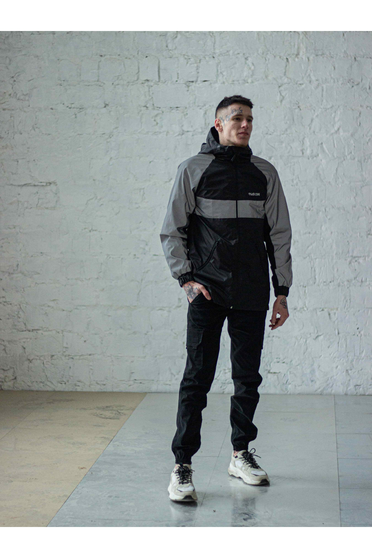 Вітрівка чоловіча Athletic чорна/рефлективна Custom Wear