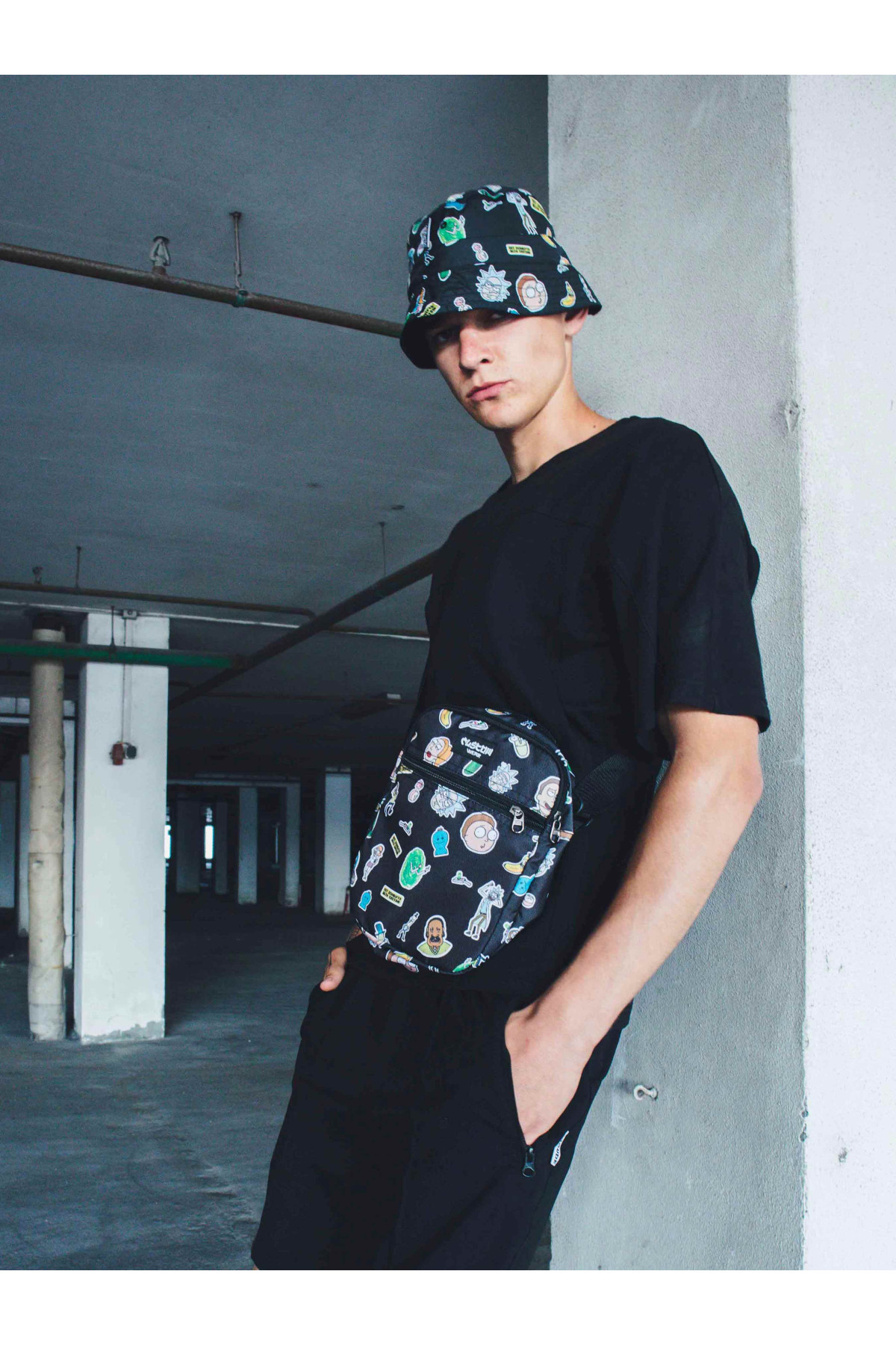 Панама Custom Wear двостороння Rick and Morty чорна