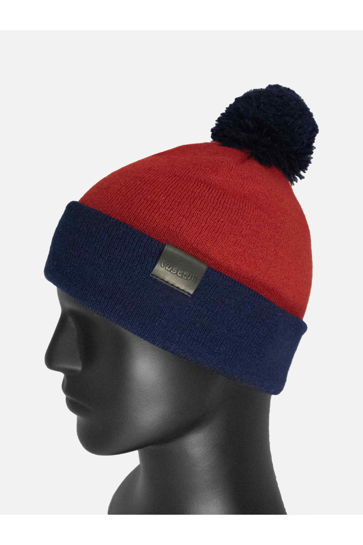 Шапка Custom Wear з бумбоном червона з синім