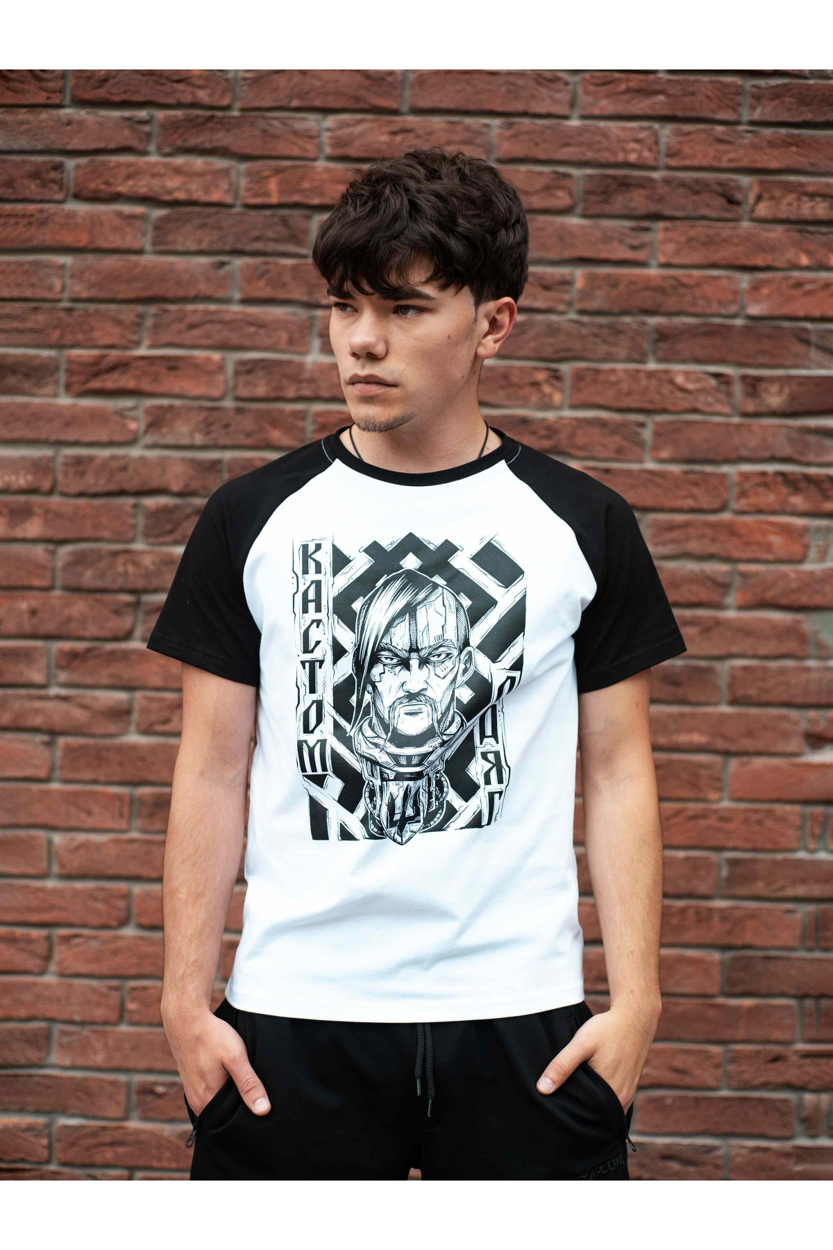 Футболка Custom Wear КОЗАК Біла з чорним