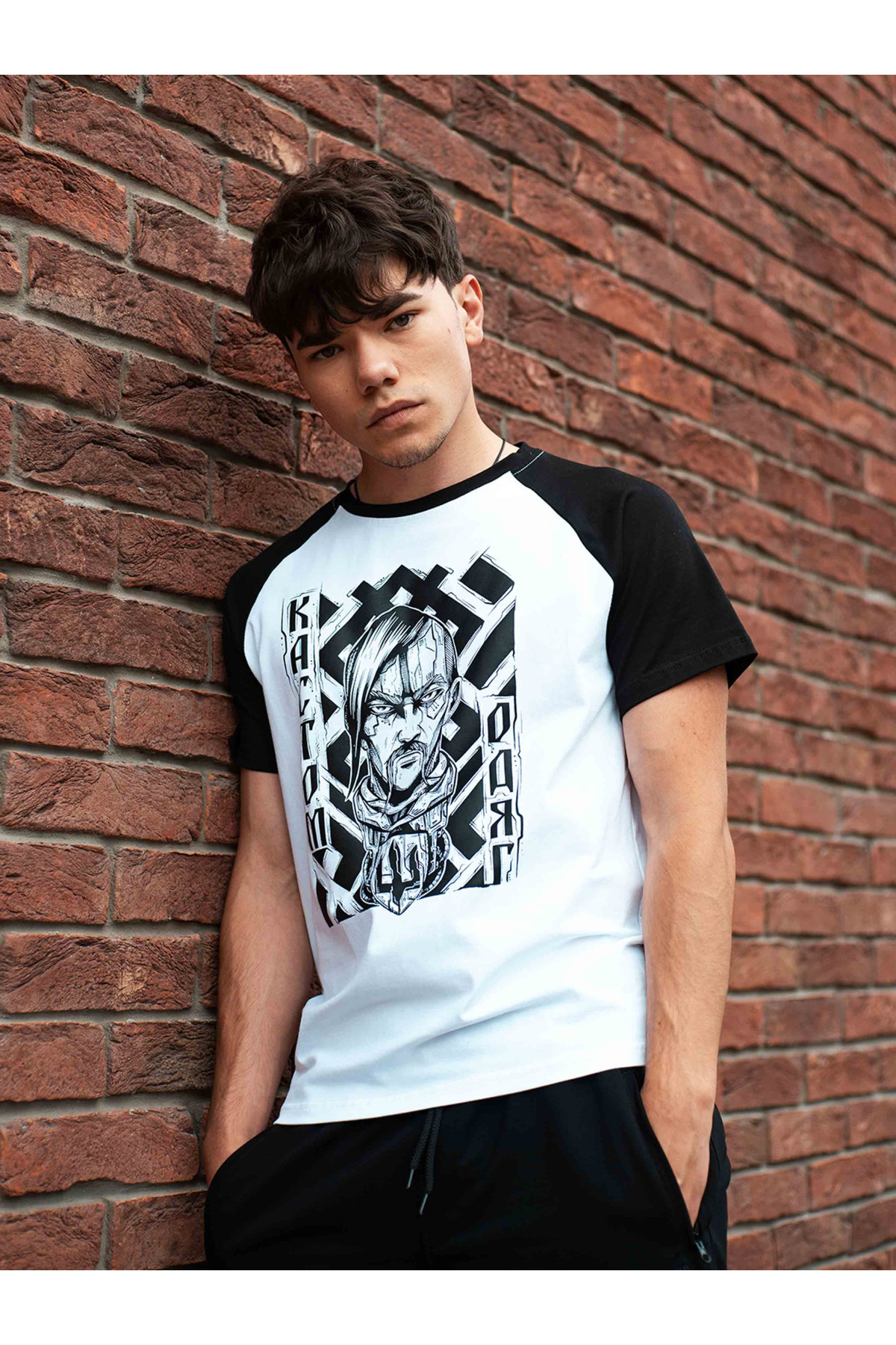 Футболка Custom Wear КОЗАК Біла з чорним
