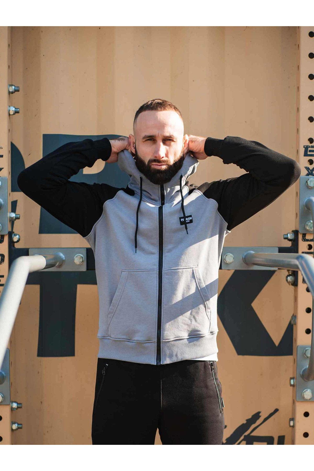 Зіпер Custom Wear без начосу сірий з чорним рукавом