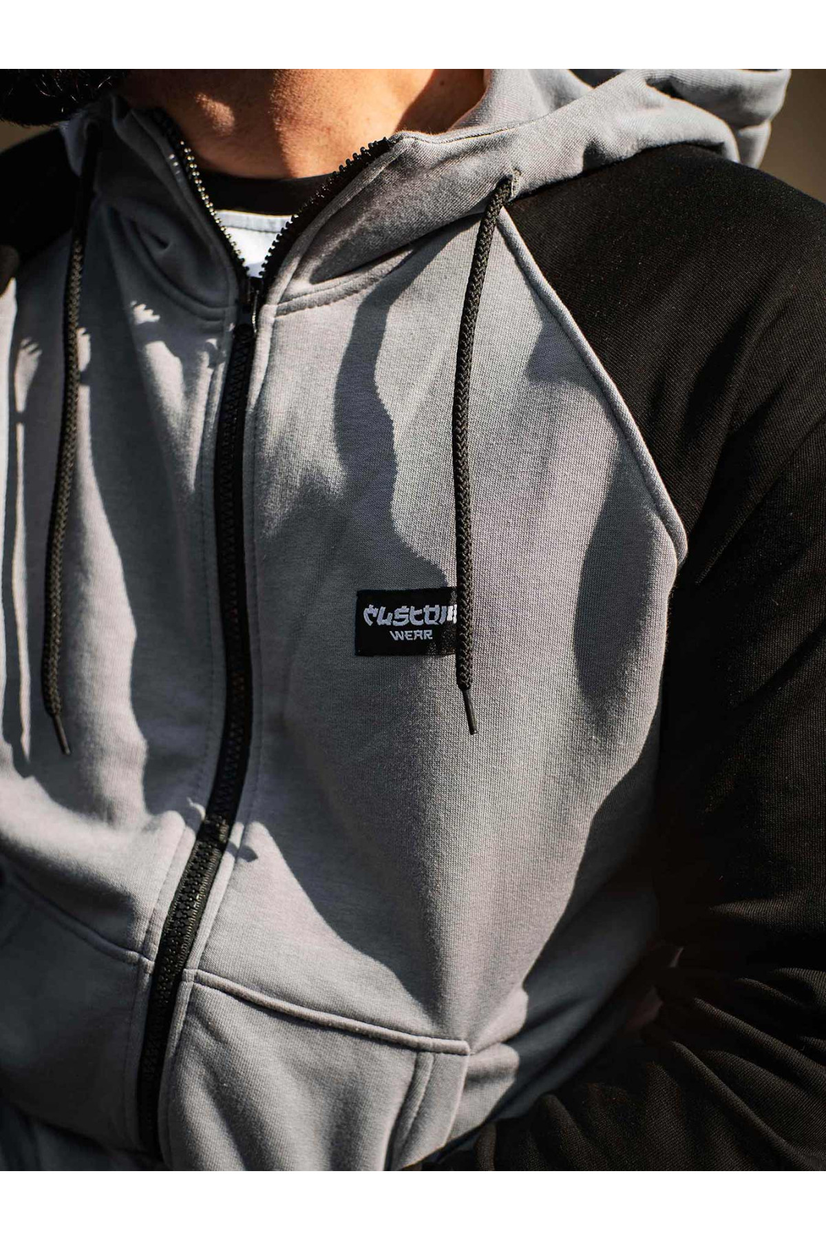 Зіпер Custom Wear без начосу сірий з чорним рукавом
