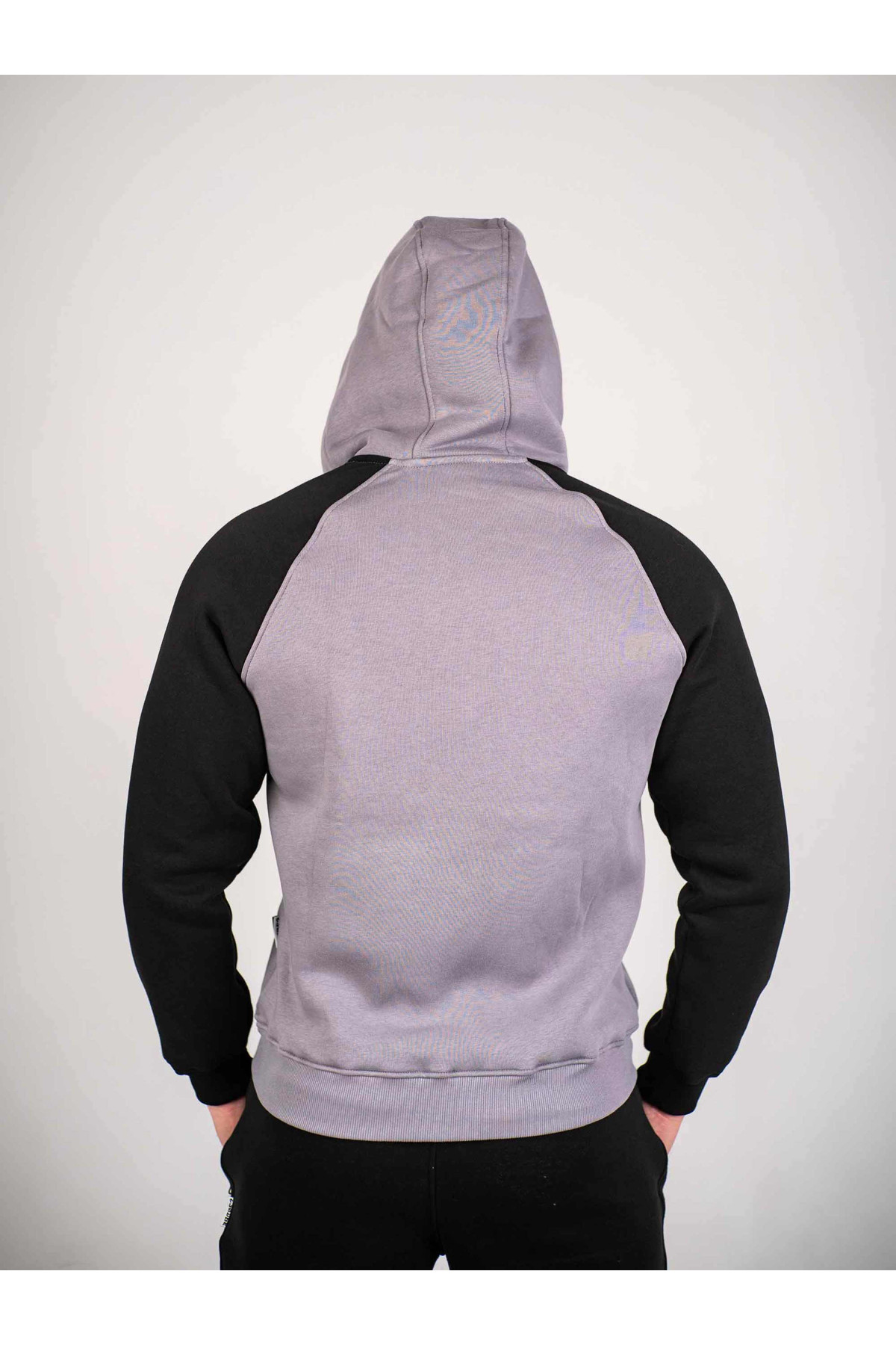 Зіпер Custom Wear з начосом сірий з чорним рукавом
