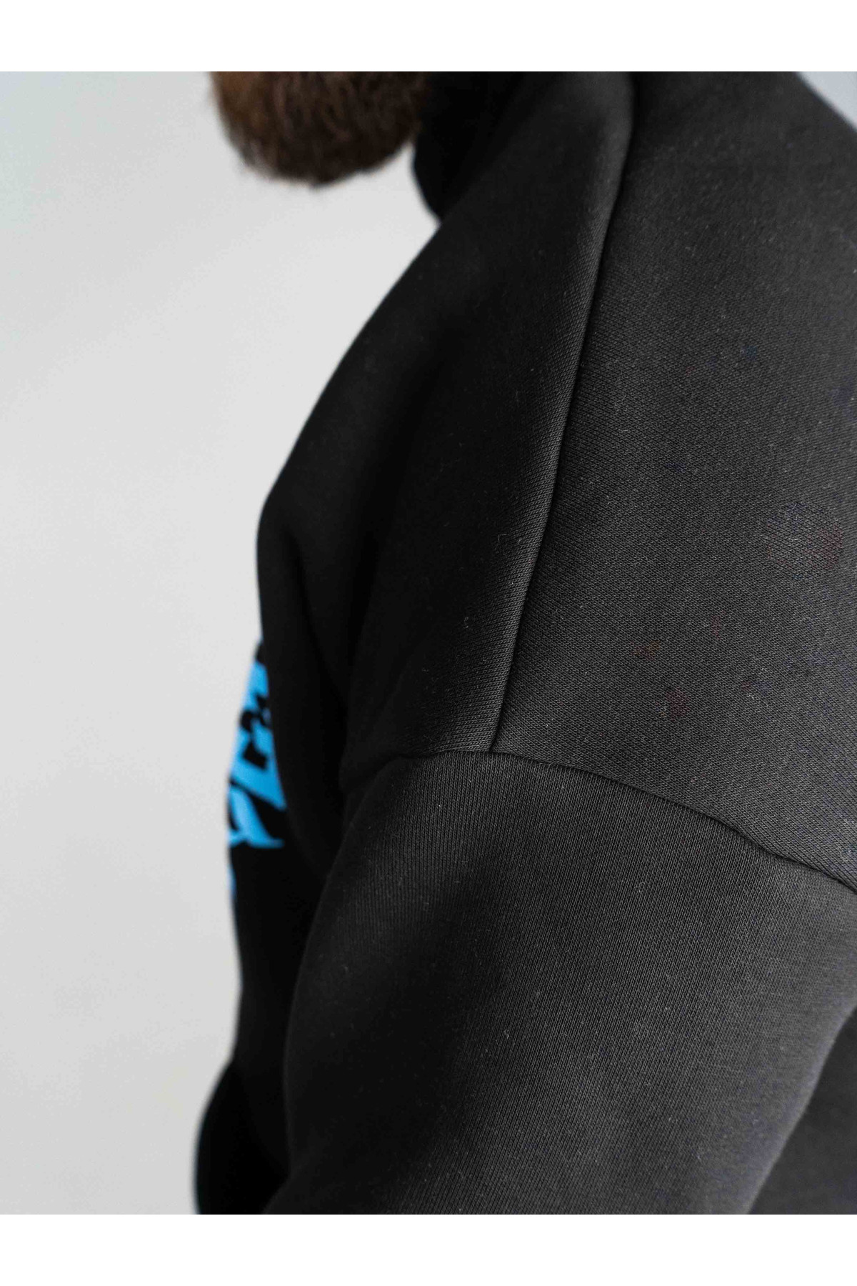Худі утеплене чорне Custom Wear Свобода блакитно-жовте лого
