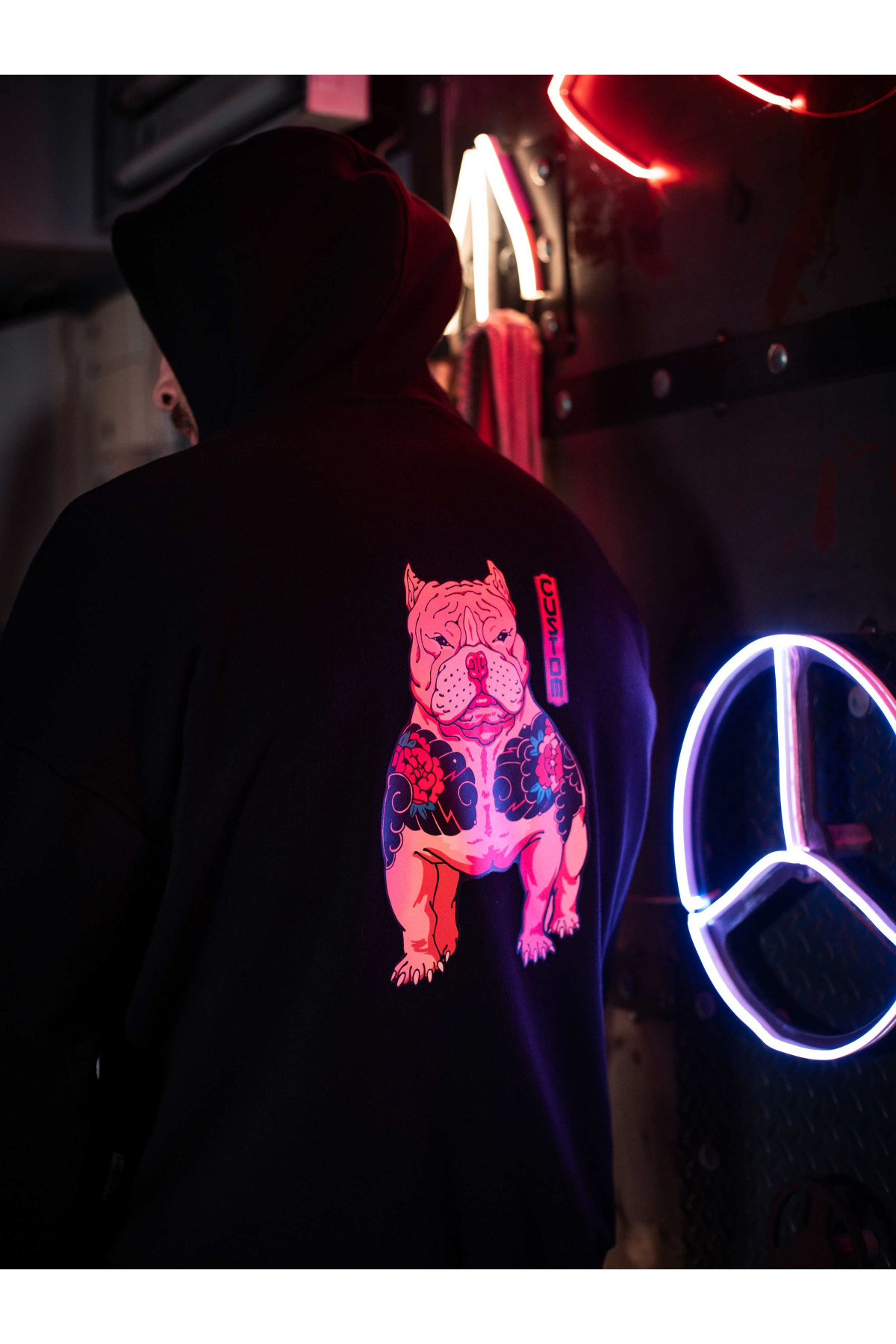 Худі оверсайз Custom Wear без начосу Yakyza Dog чорне