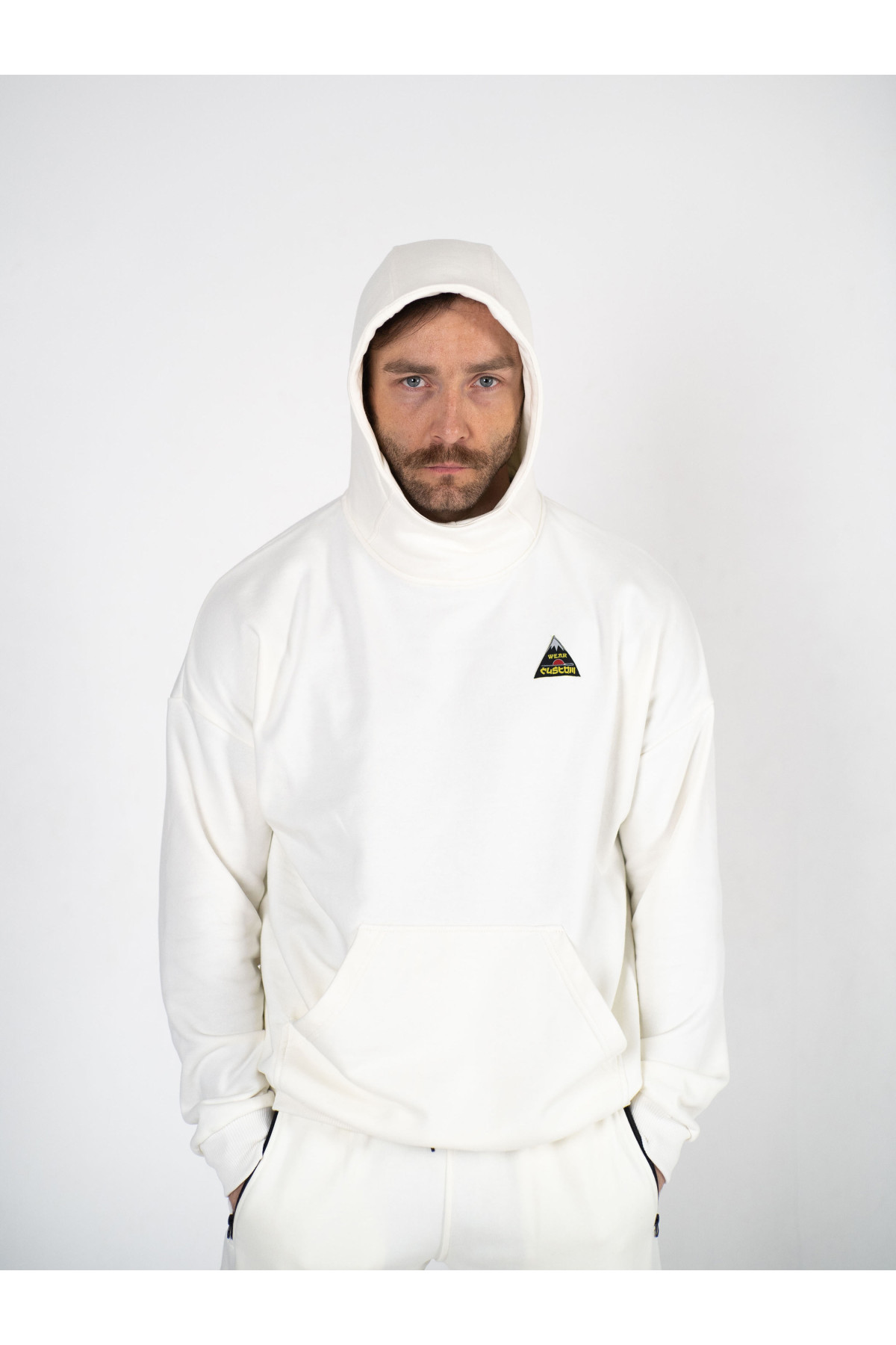 Худі оверсайз Custom Wear без начосу Japan Cat білий