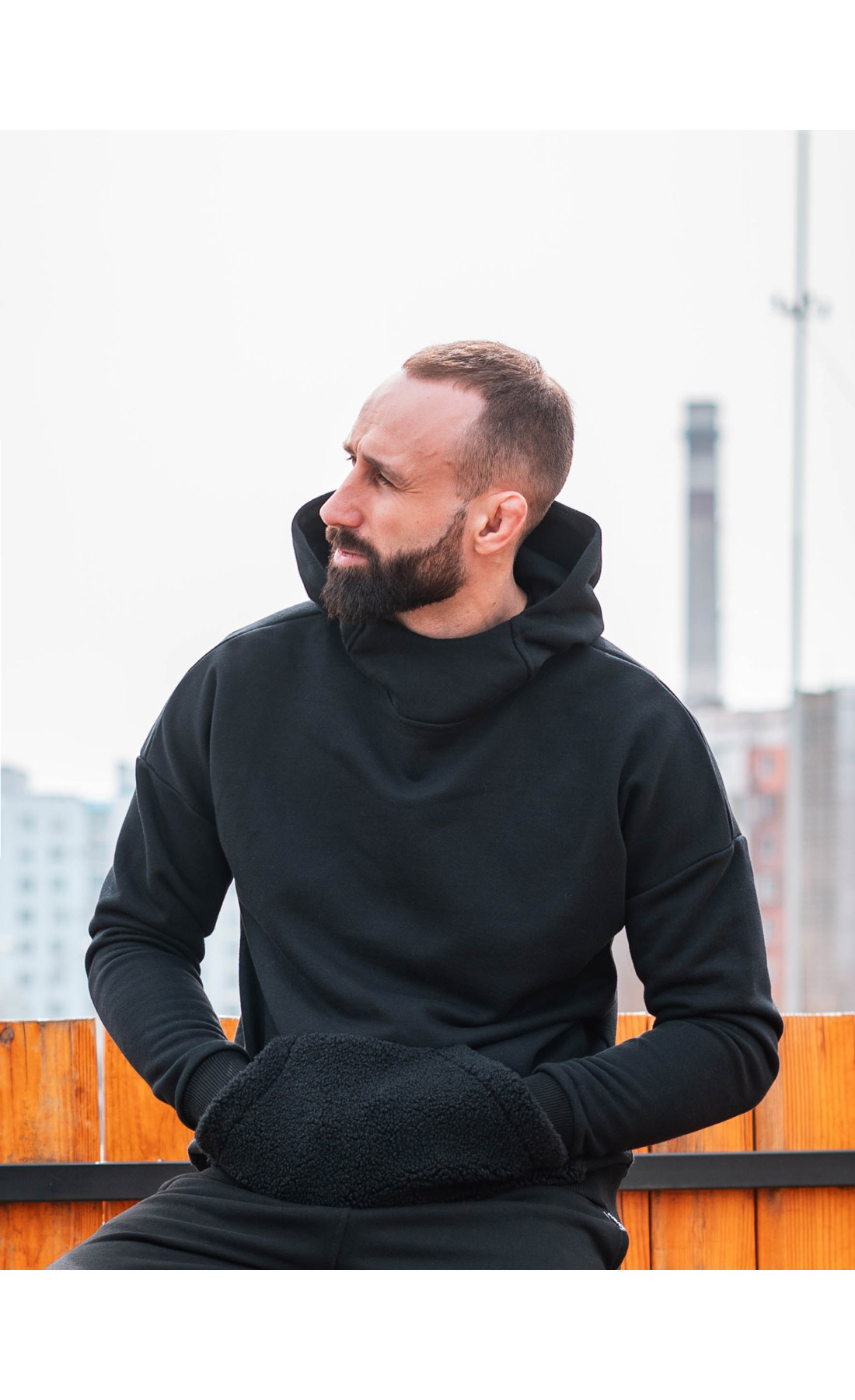Худі спортивне оверсайз Custom Wear Teddy чорне