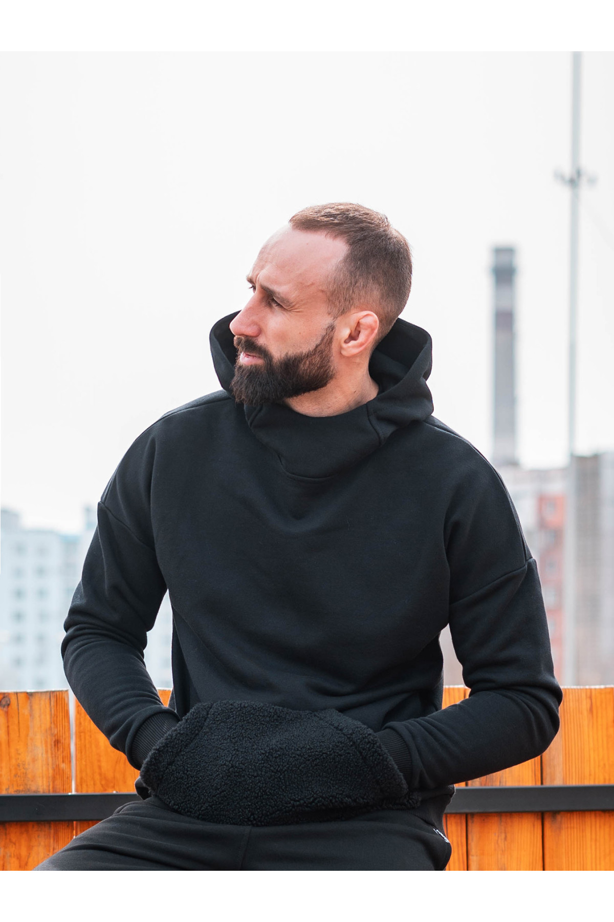 Худі спортивне оверсайз Custom Wear Teddy чорне