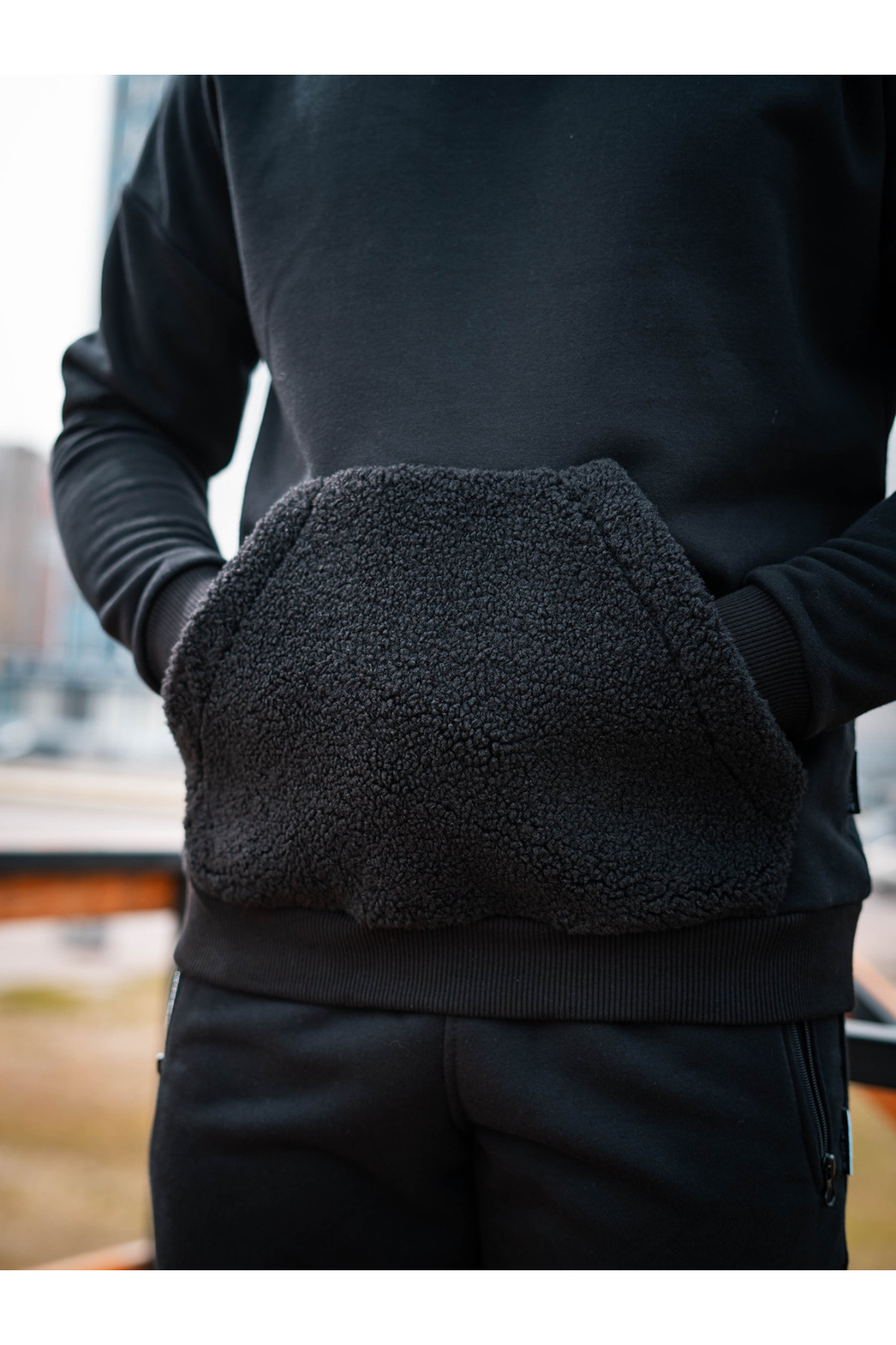 Худі спортивне оверсайз Custom Wear Teddy чорне