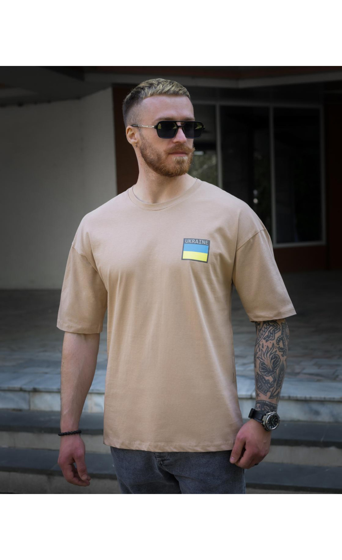 Футболка oversize BEZET Україна пісочний