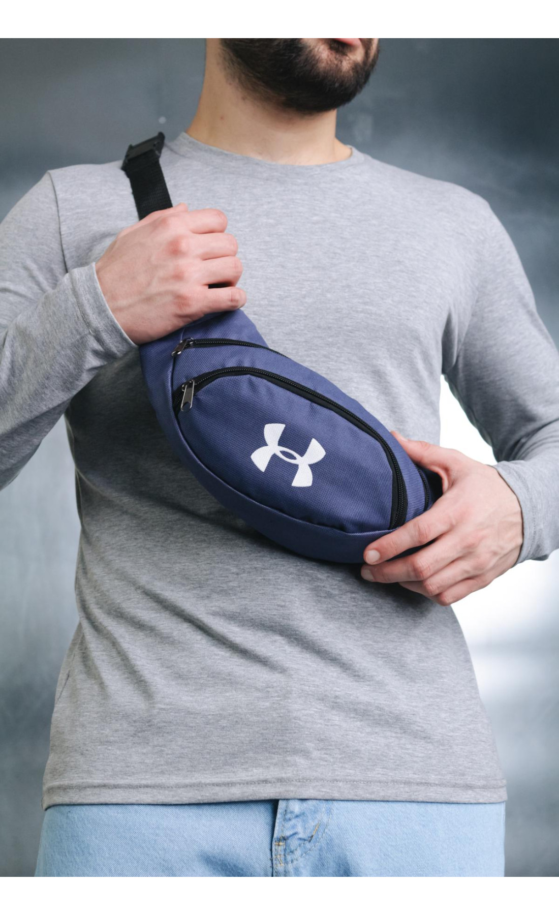 Бананка синя Under Armour белое лого