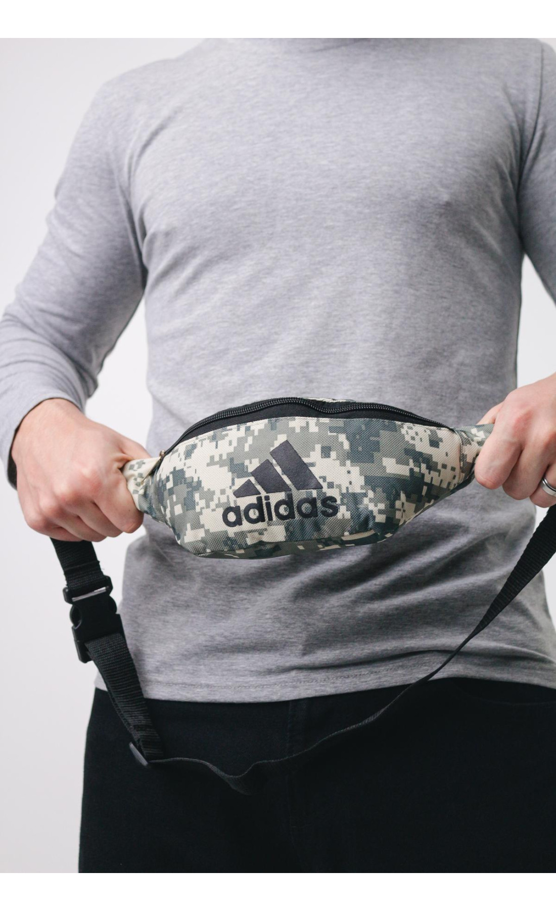 Бананка Adidas сірий піксель