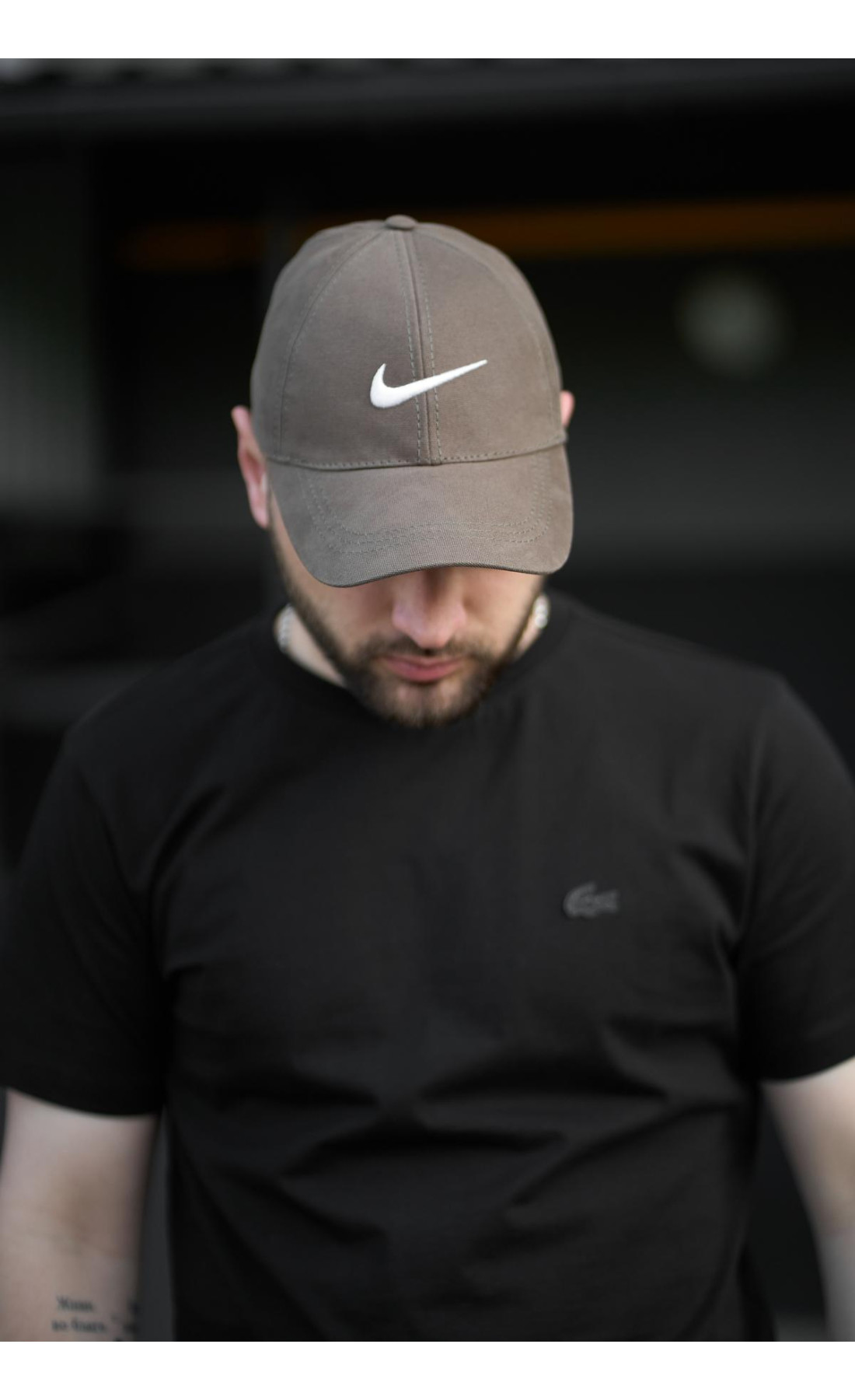 Кепка чоловіча Nike хакі із білим лого