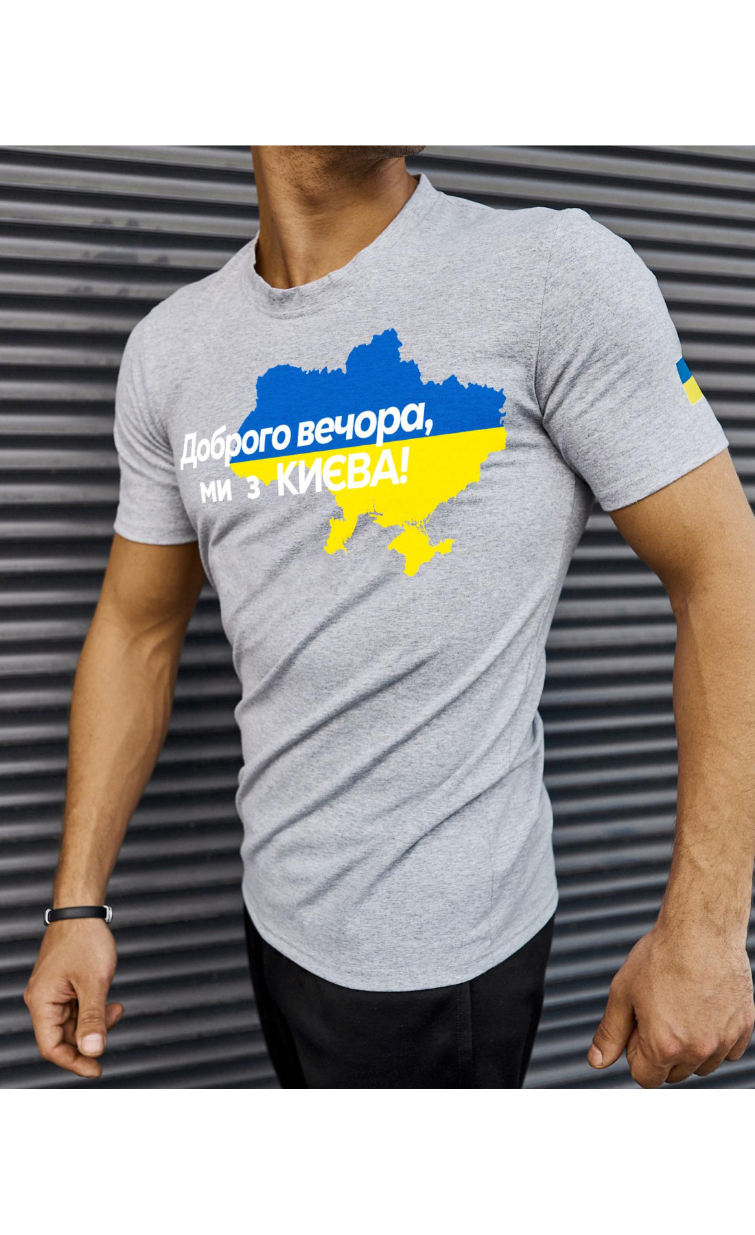 Футболка сіра з принтом "Доброго вечора ми з Києва"