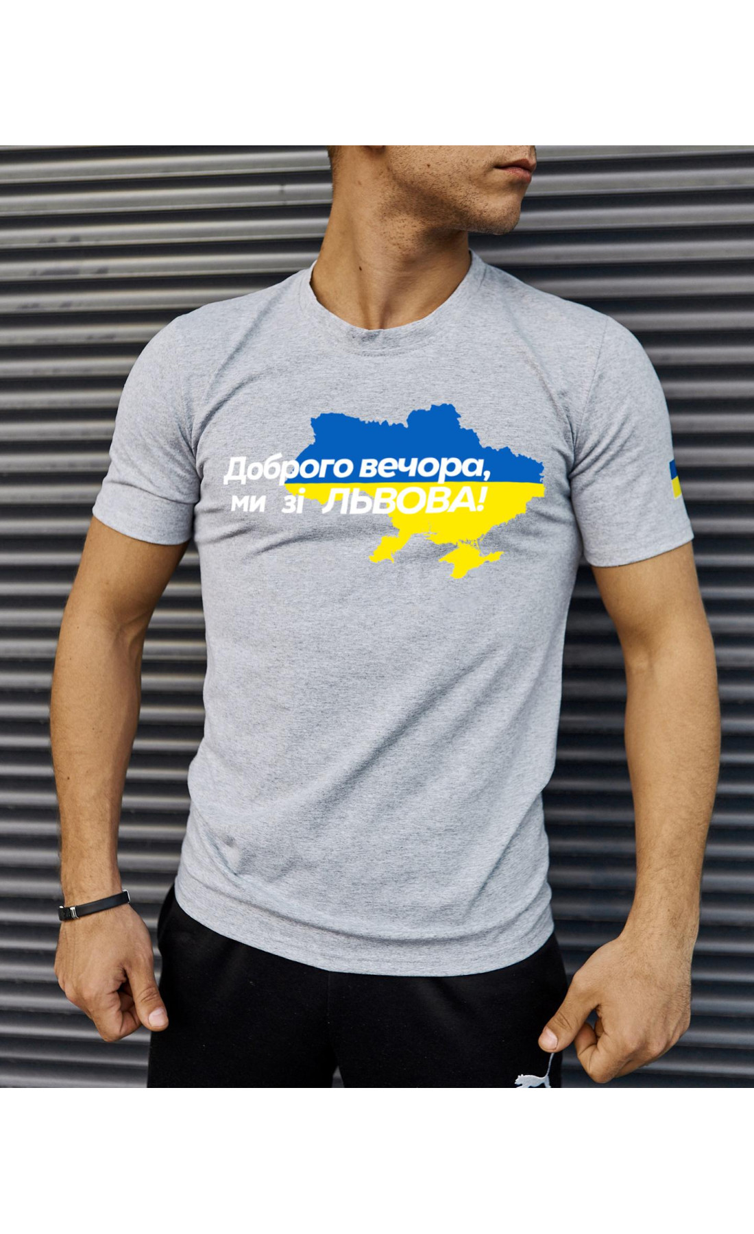 Футболка сіра з принтом "Доброго вечора ми зі Львова"