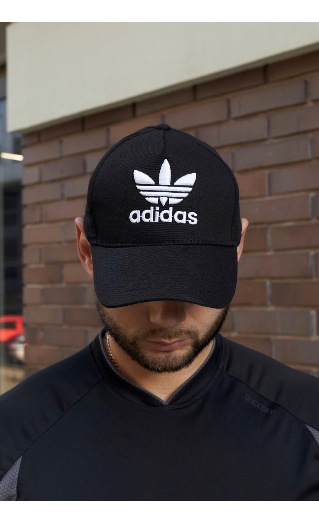 Кепка чоловіча Adidas чорна із білим лого