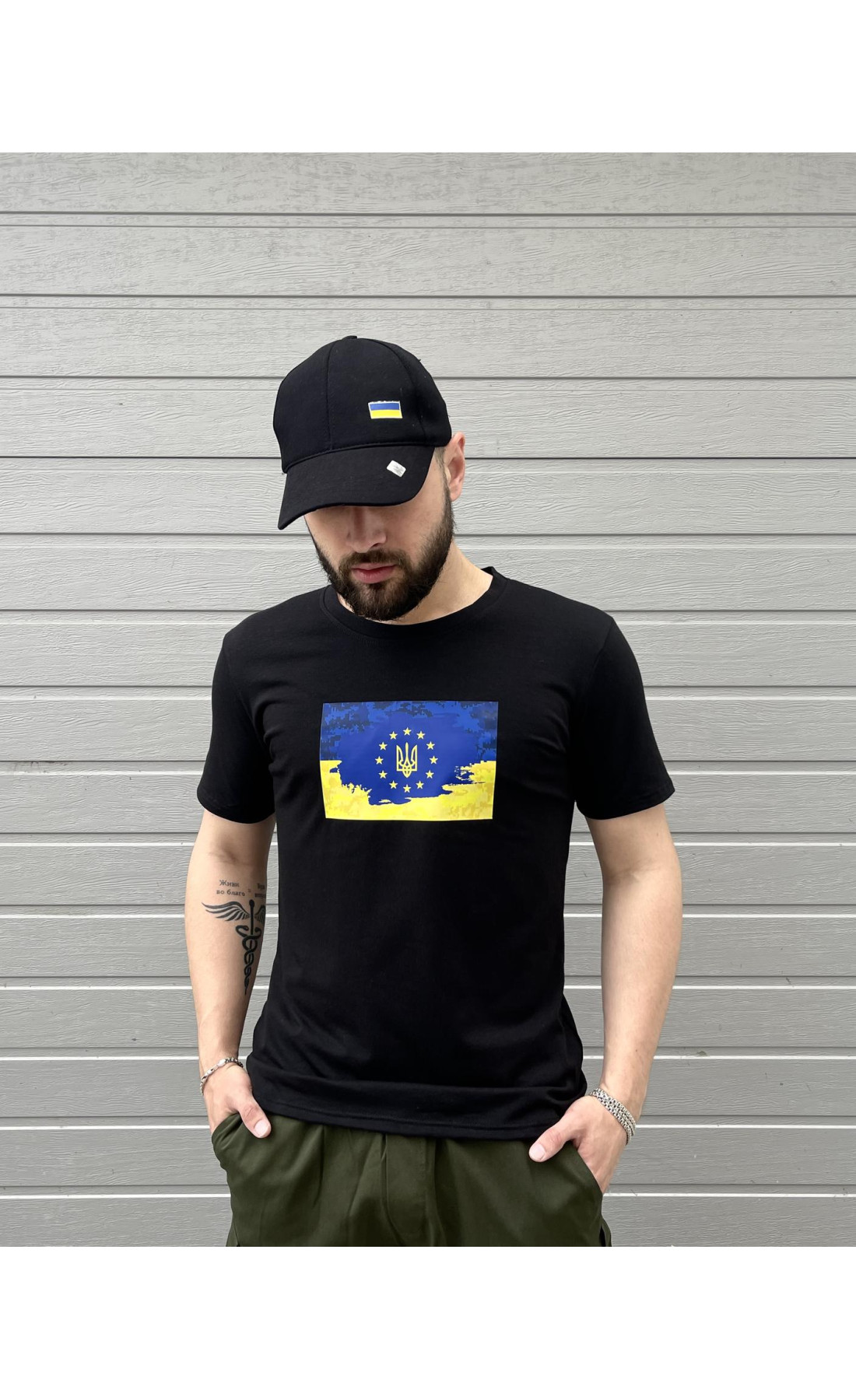 Футболка з прапором UA та EU великий принт