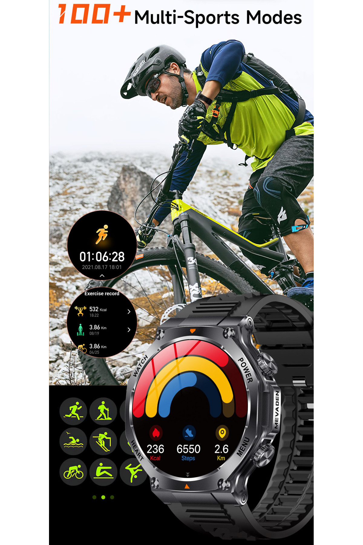 Смарт годинник  Smart Mevaden Ultra Rubber, 2 ремінці