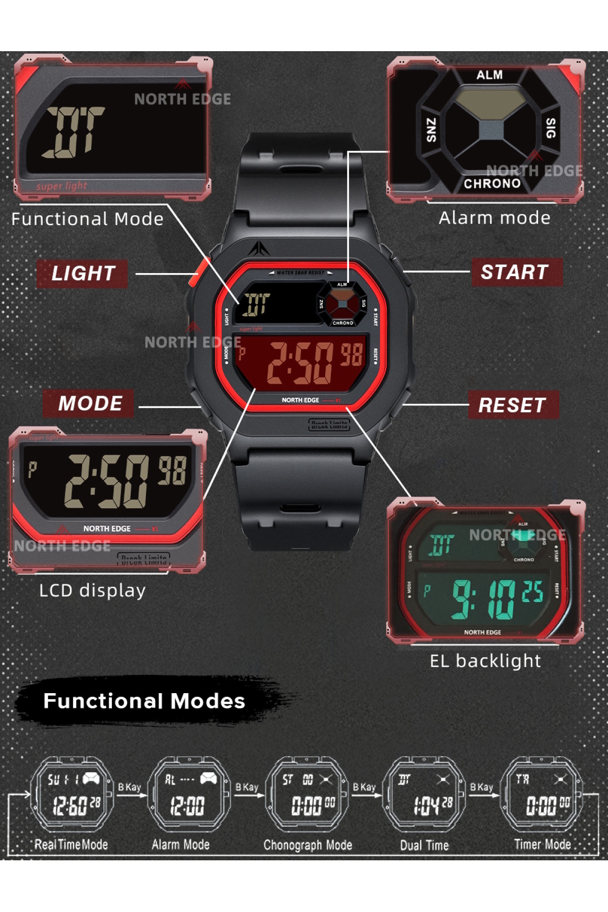 Чоловічий годинник  North Edge X1 5BAR