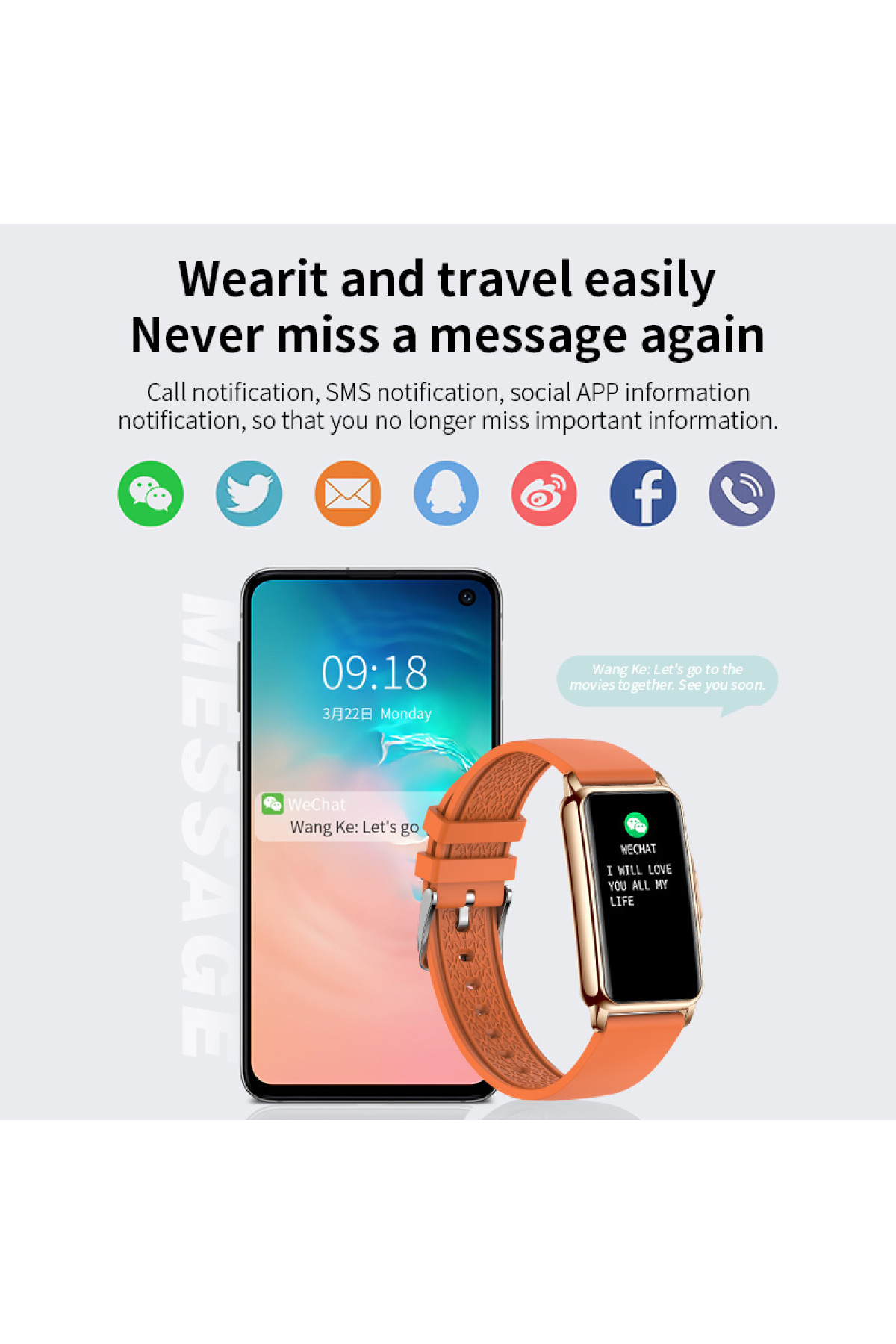 Смарт годинник  Smart Mioband Nano+ Orange, 2 ремінці
