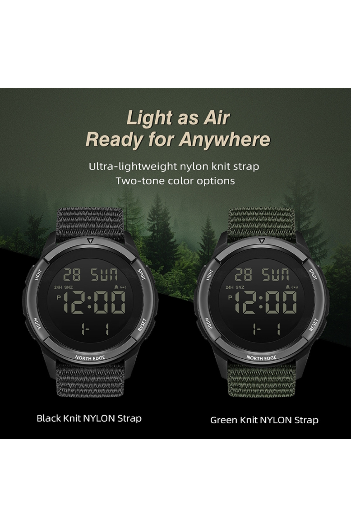 Чоловічий годинник  North Edge Terrax Green, 2 ремінці
