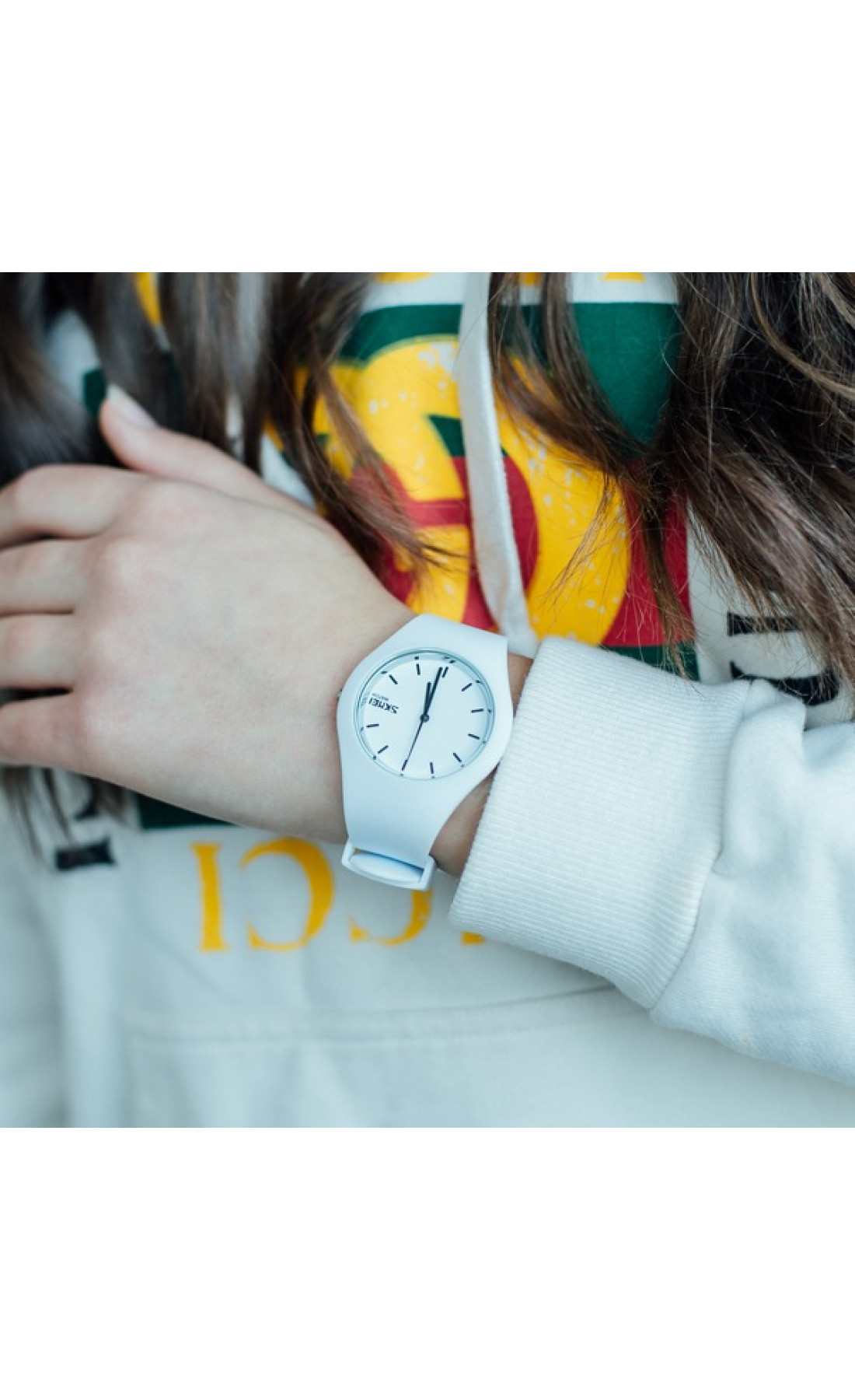 Жіночий годинник  Skmei Rubber White II 9068C