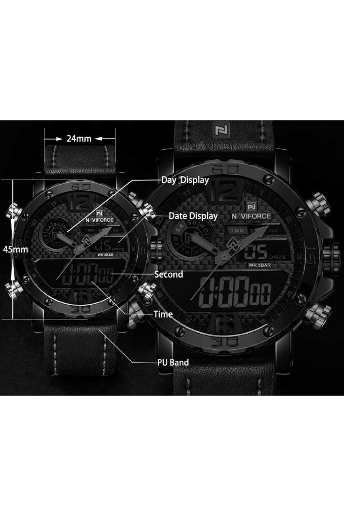 Чоловічий годинник  Naviforce Next Black 9134