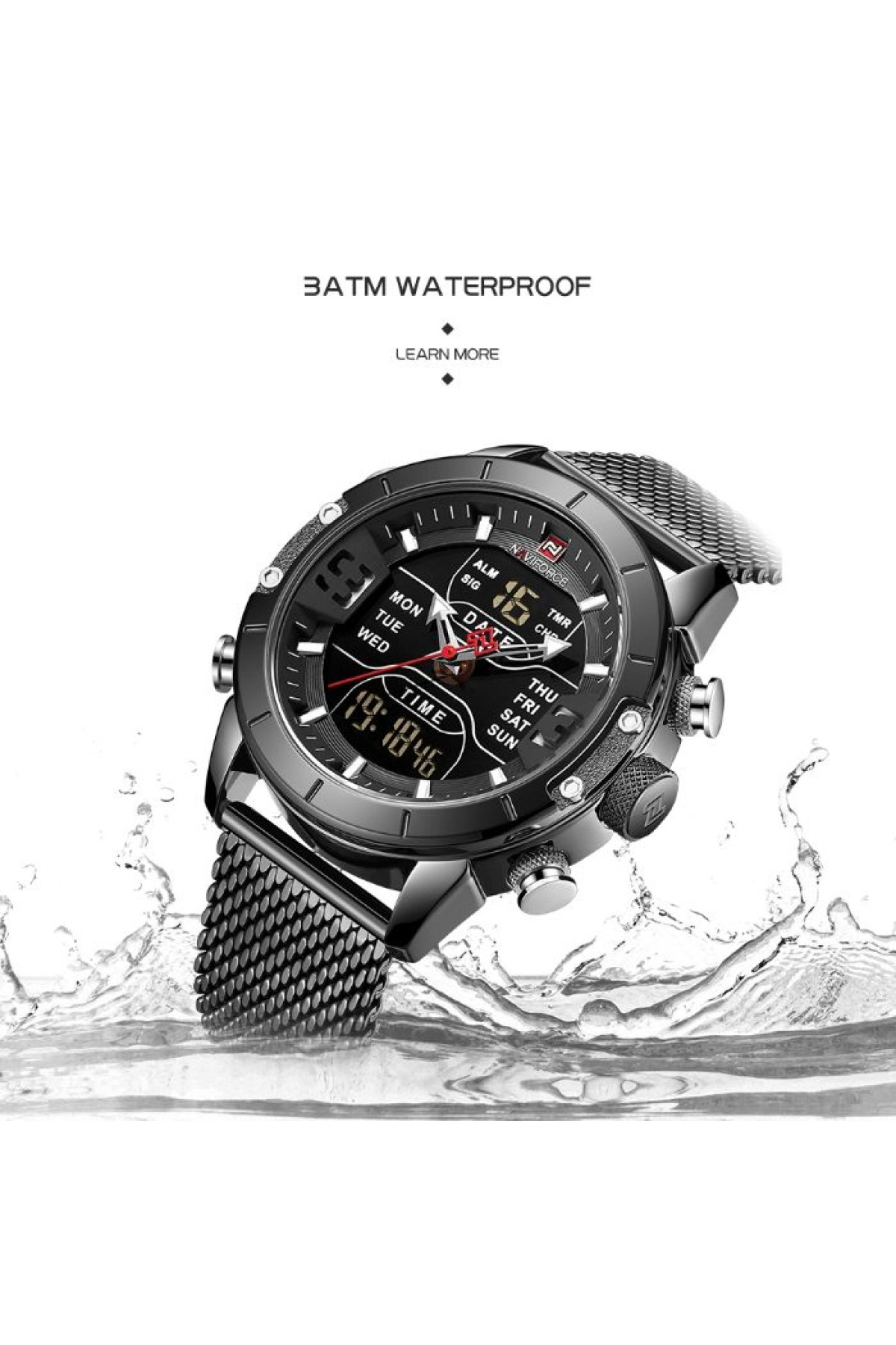 Чоловічий годинник  Naviforce Tesla Black NF9153