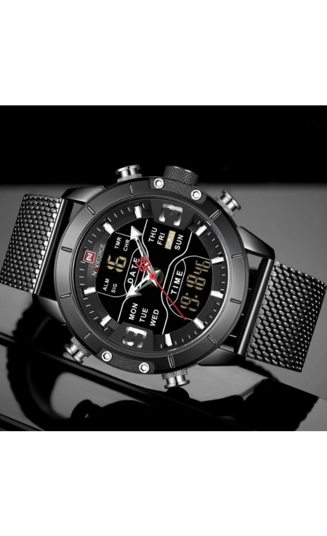 Чоловічий годинник  Naviforce Tesla Black NF9153