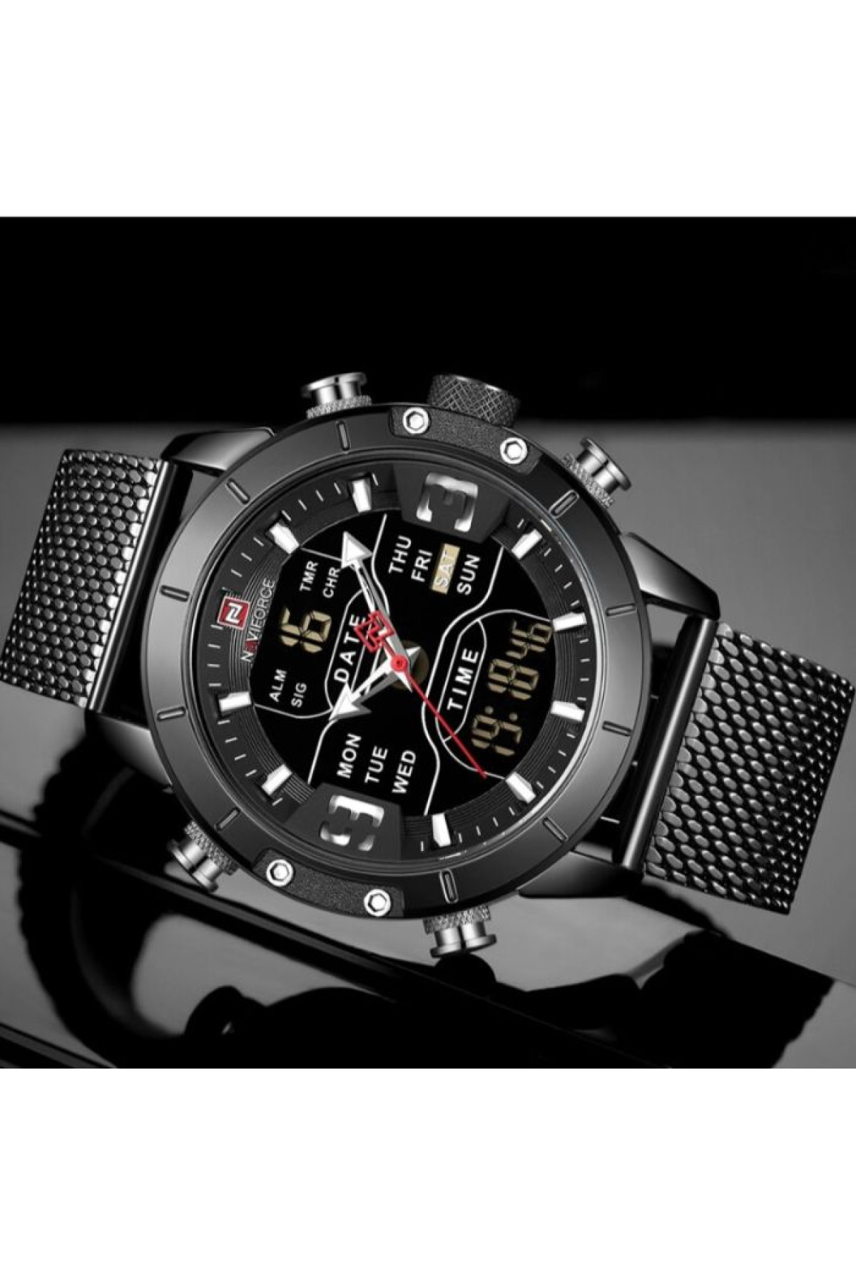 Чоловічий годинник  Naviforce Tesla Black NF9153