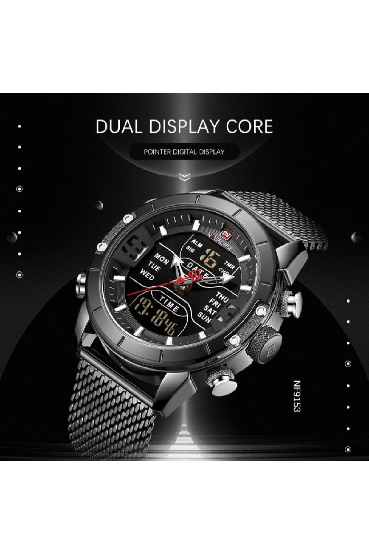 Чоловічий годинник  Naviforce Tesla Black NF9153