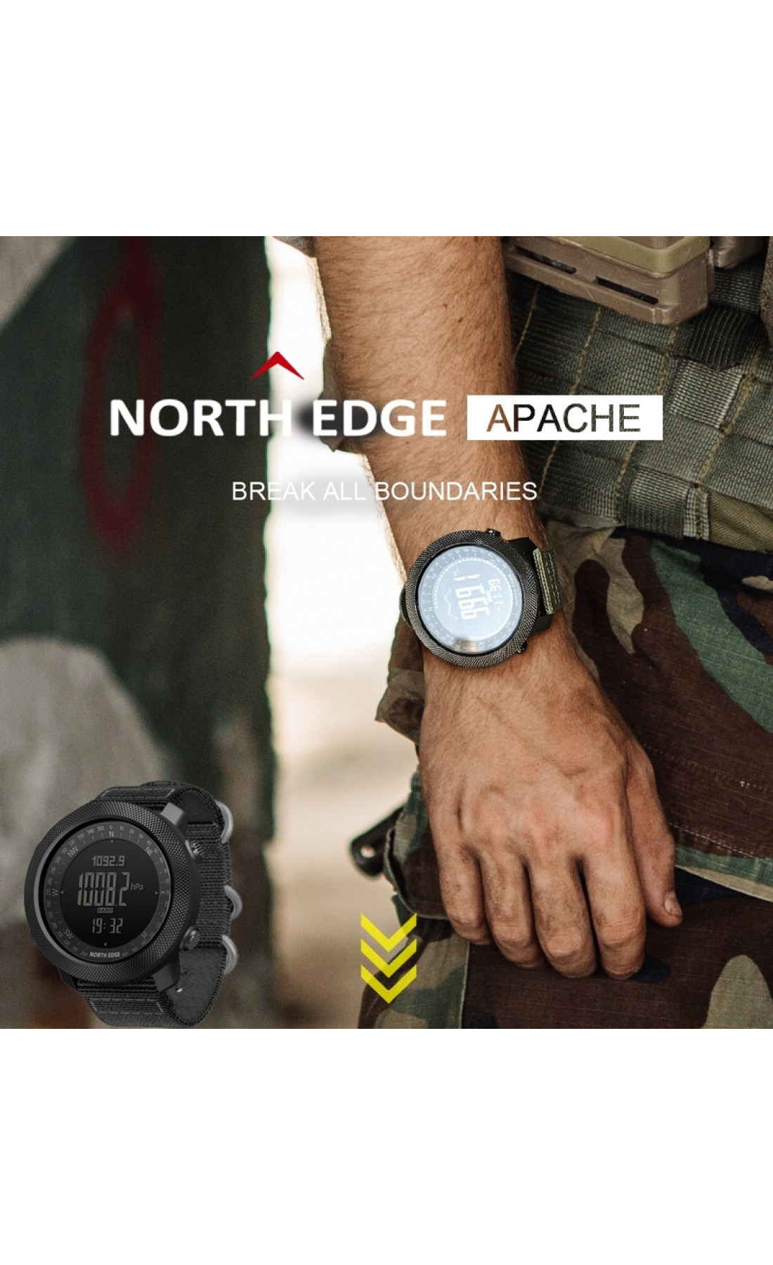 Чоловічий годинник  North Edge Apache 5BAR з компасом