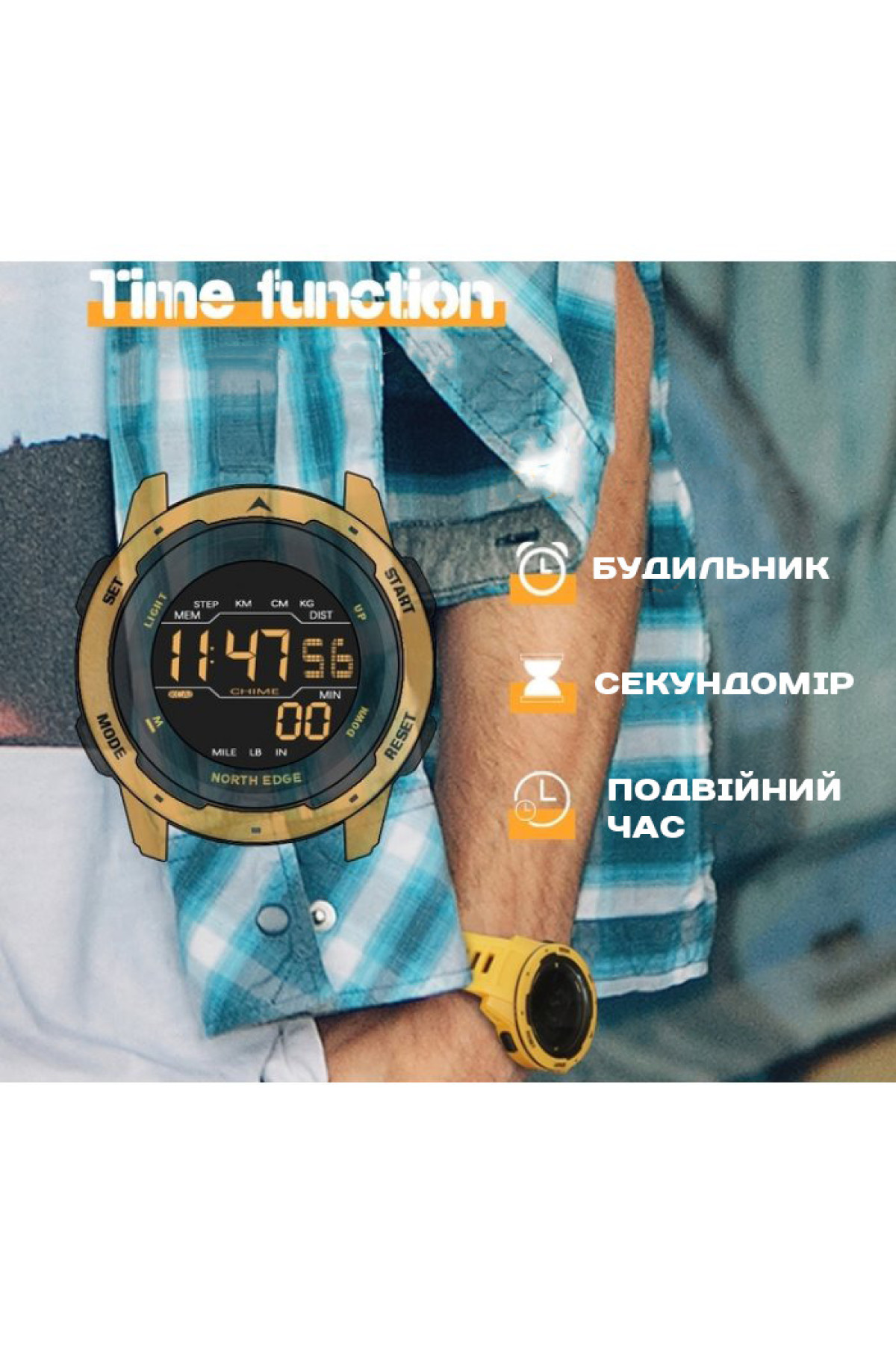 Чоловічий годинник  North Edge MARS Pro Black 5BAR