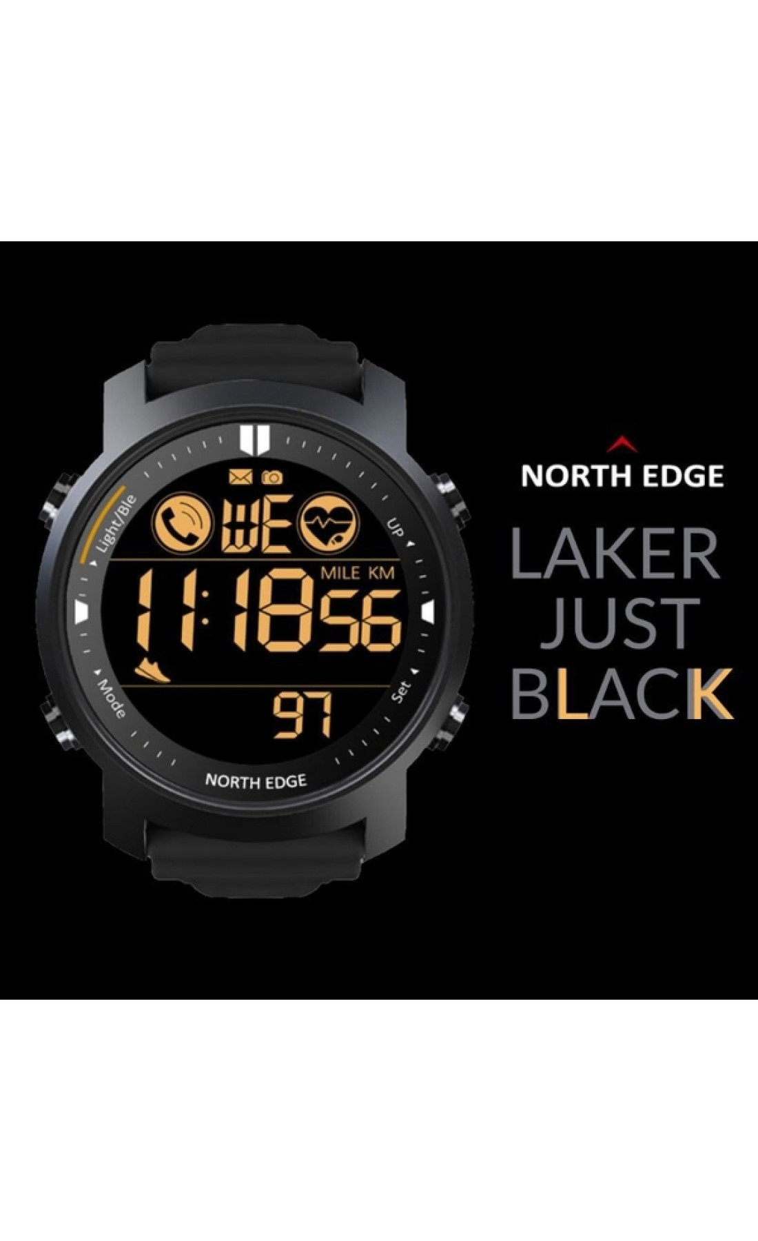 Чоловічий годинник  North Edge Laker Black 5BAR