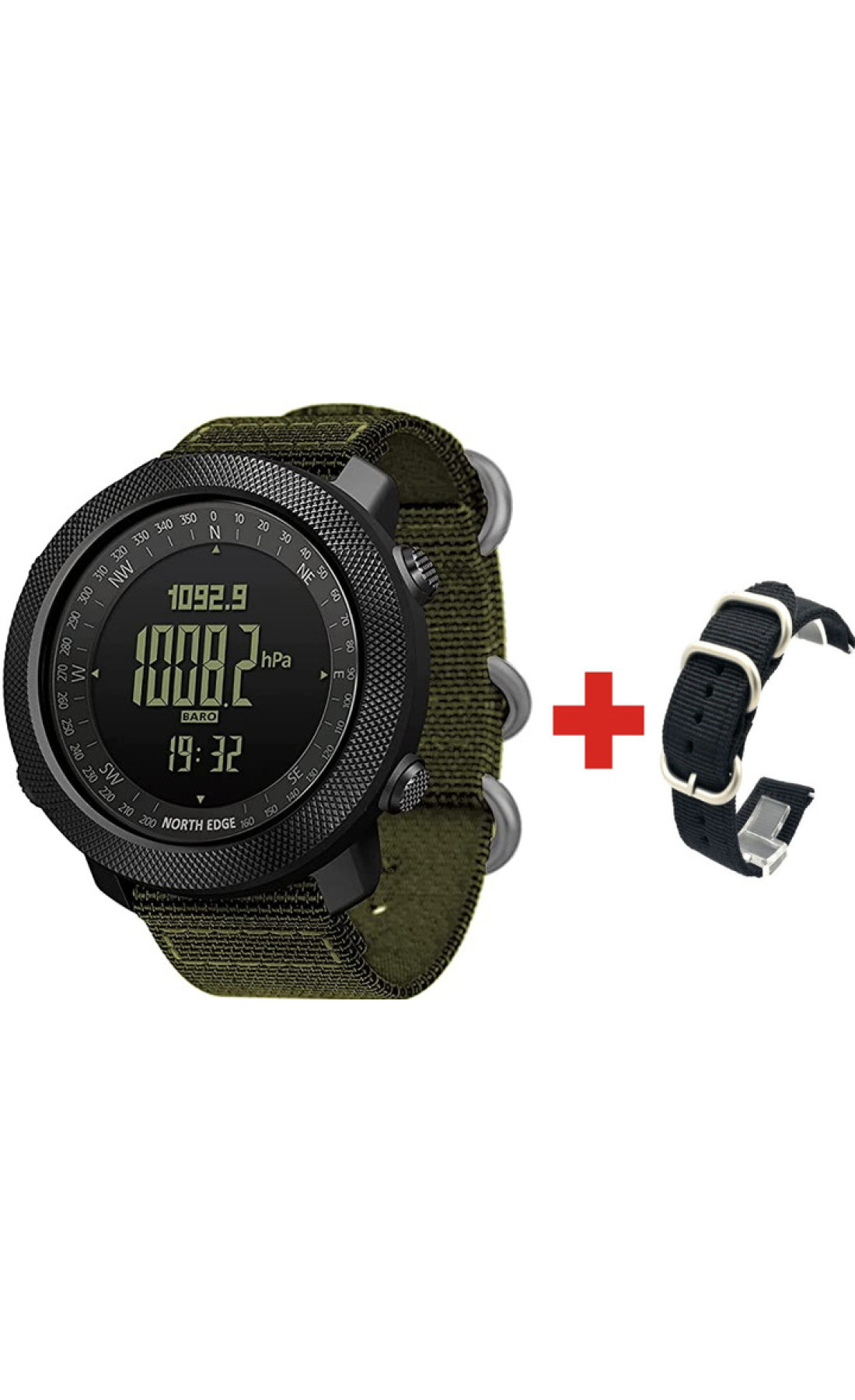 Чоловічий годинник  North Edge Apache Green 5BAR з компасом