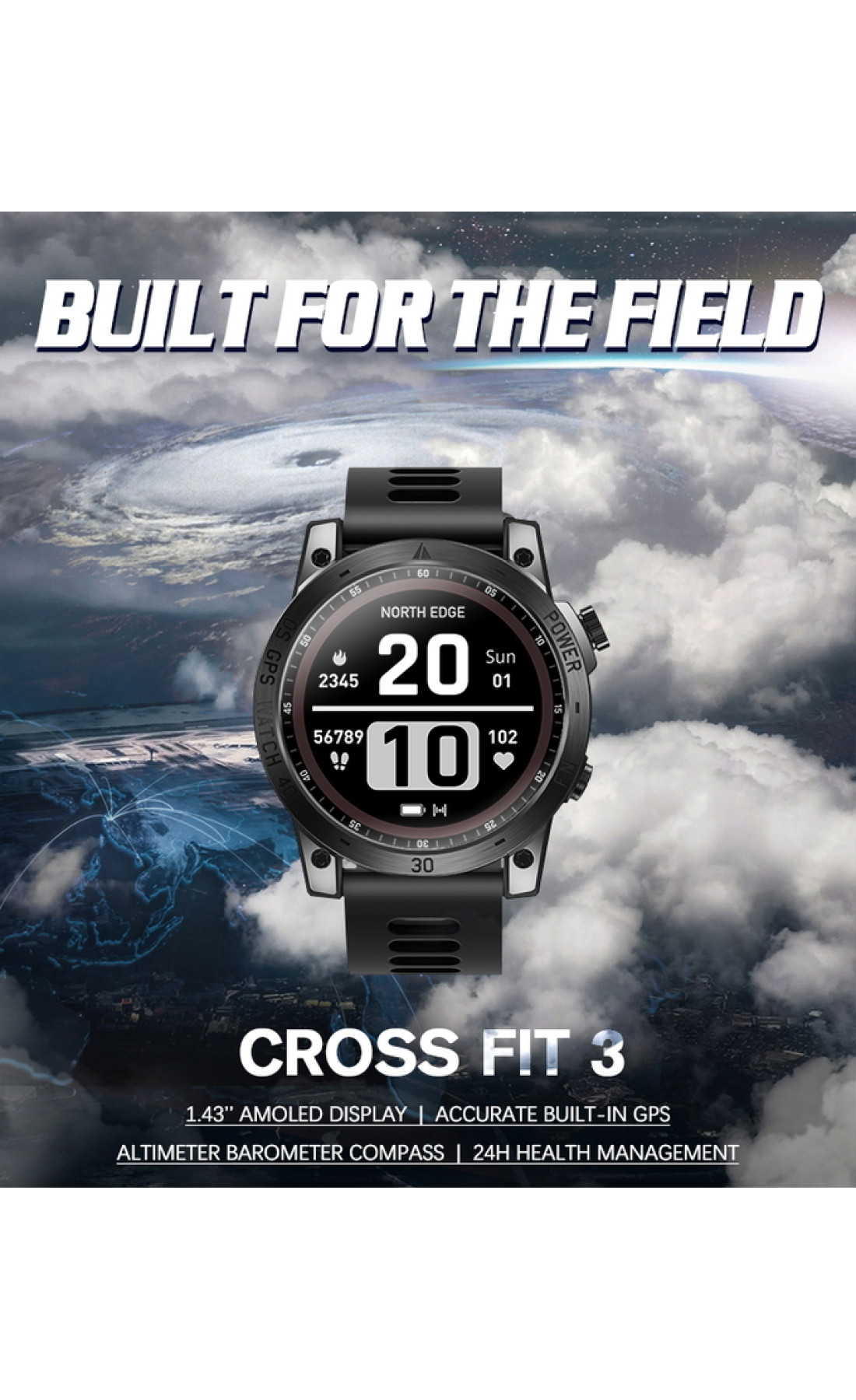 Смарт годинник  North Edge CrossFit GPS Black з компасом